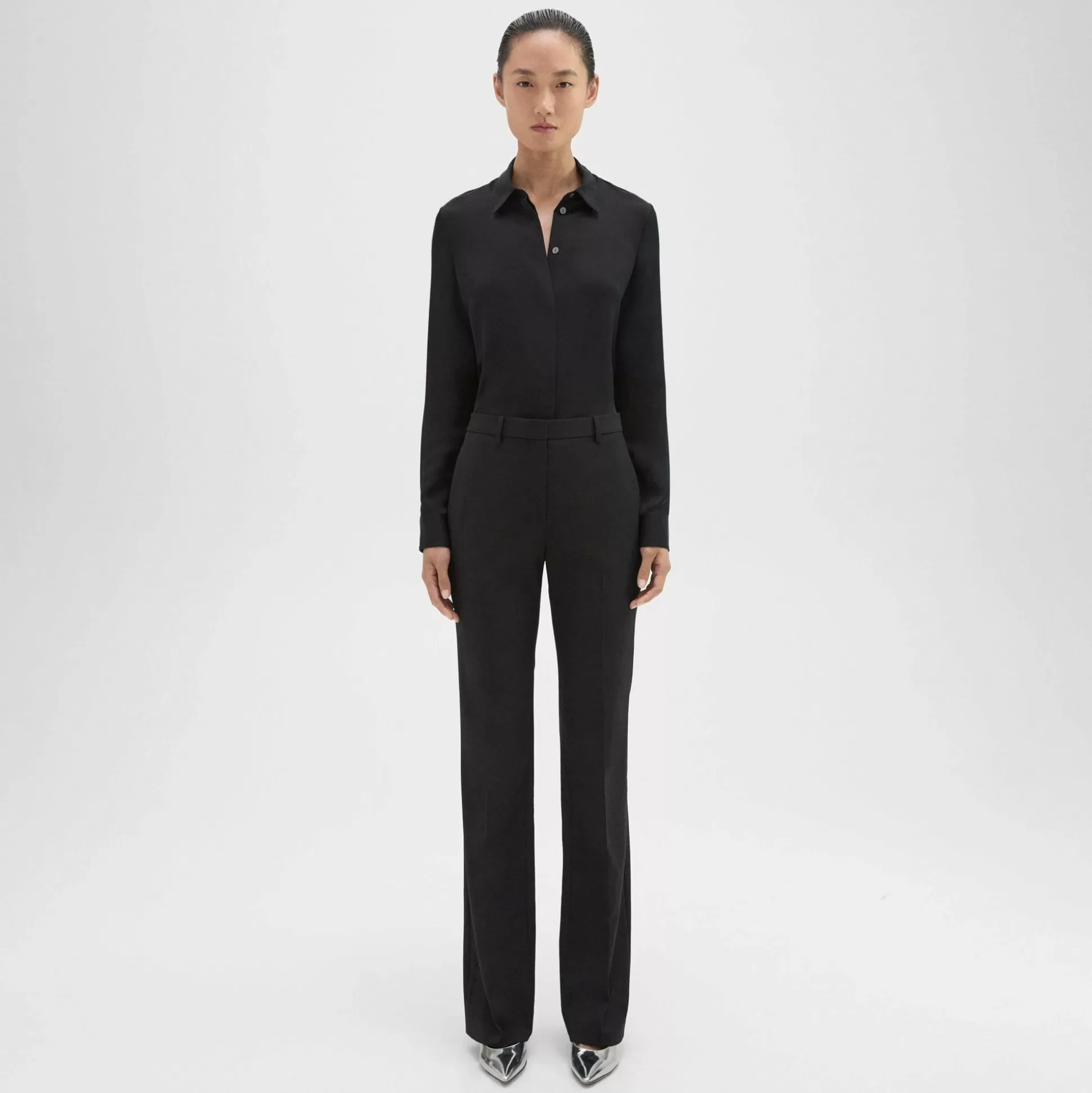 Theory Flared Full-Length Pant In Good Wool-Women Suits | Pants