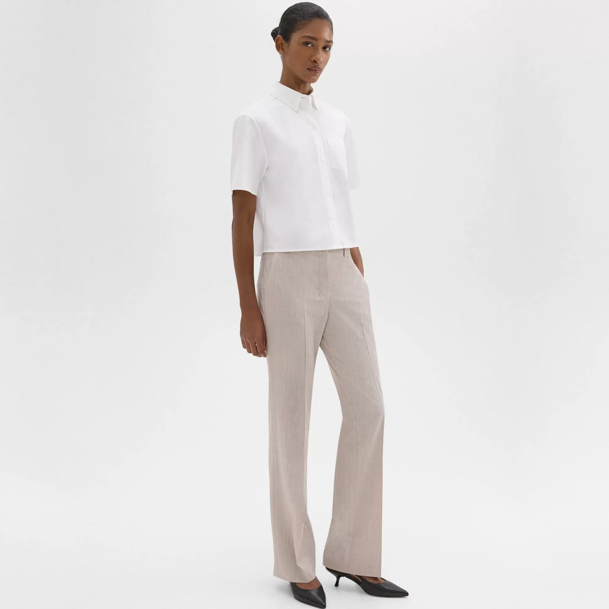 Theory Flared Full-Length Pant In Good Wool-Women Suits | Pants