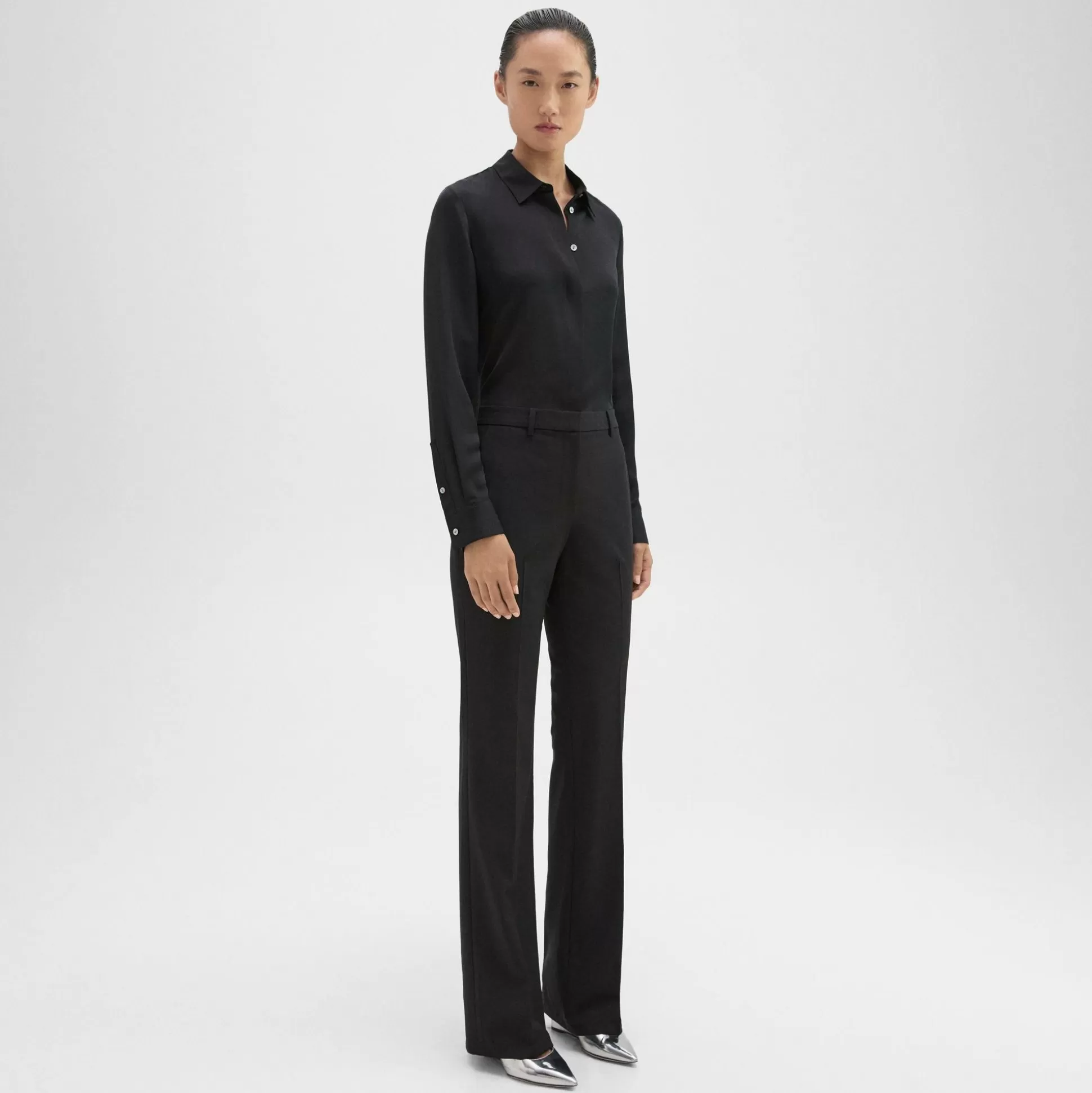 Theory Flared Full-Length Pant In Good Wool-Women Suits | Pants