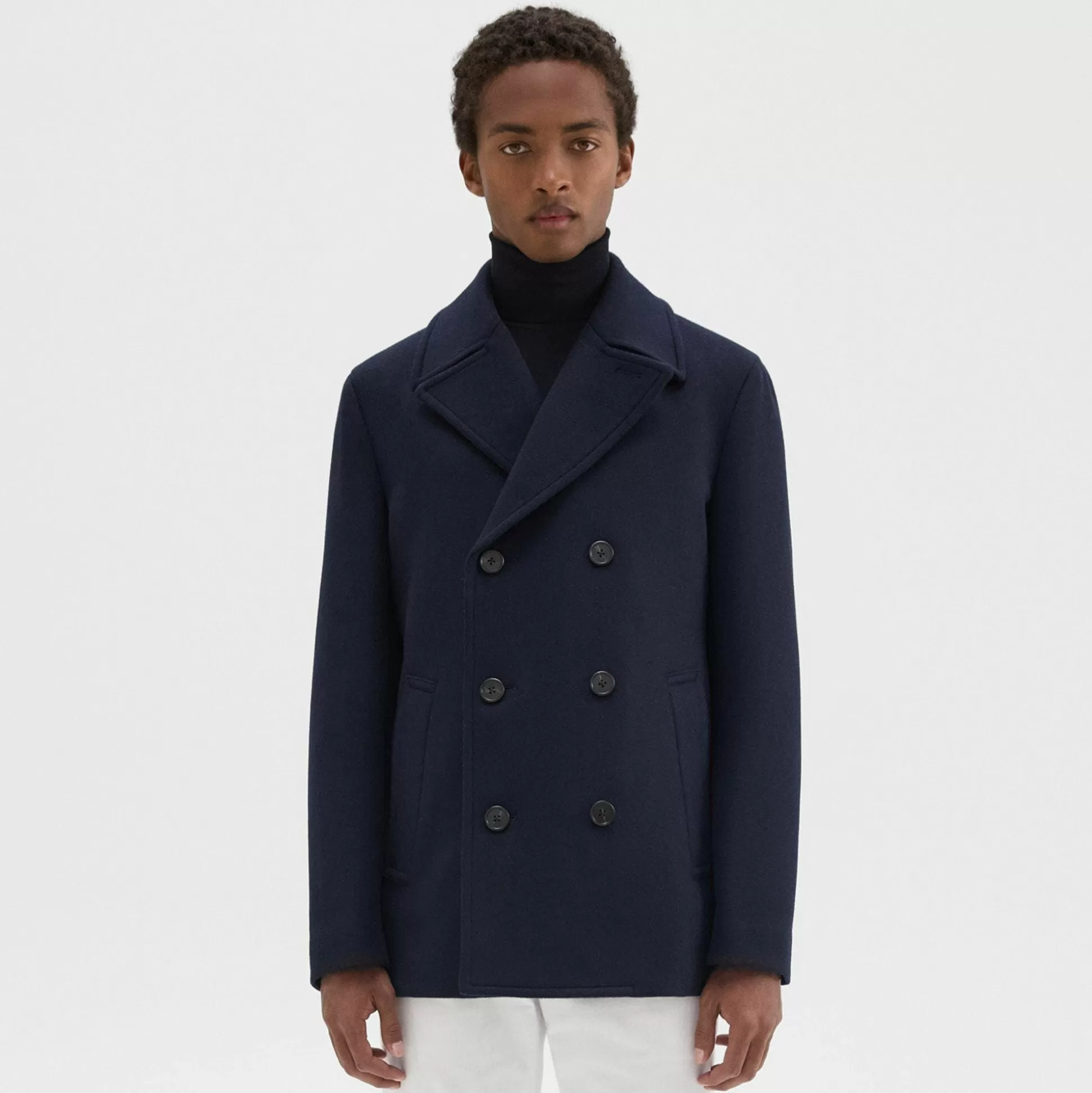 Theory Frederick Peacoat In Recycled Wool-Blend Melton-Men Outerwear | Blazers + Jackets