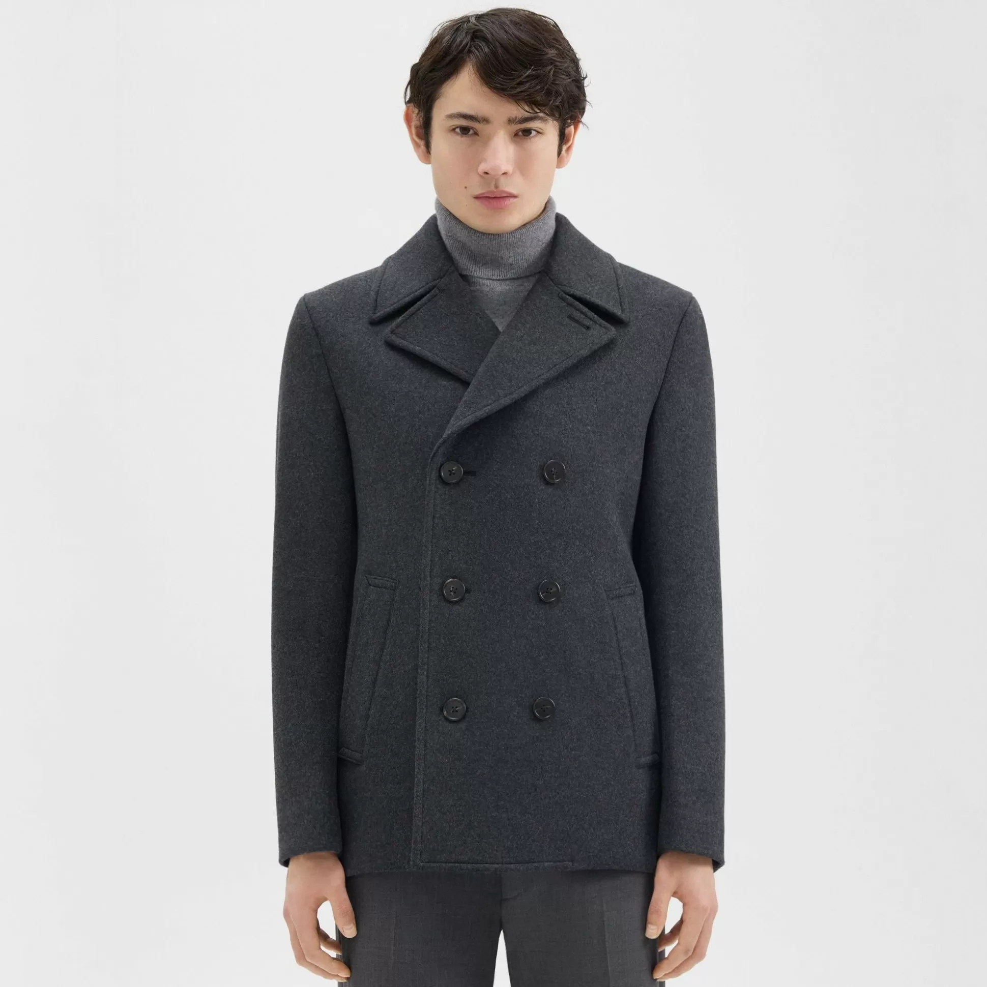 Theory Frederick Peacoat In Recycled Wool-Blend Melton-Men Blazers + Jackets | Outerwear