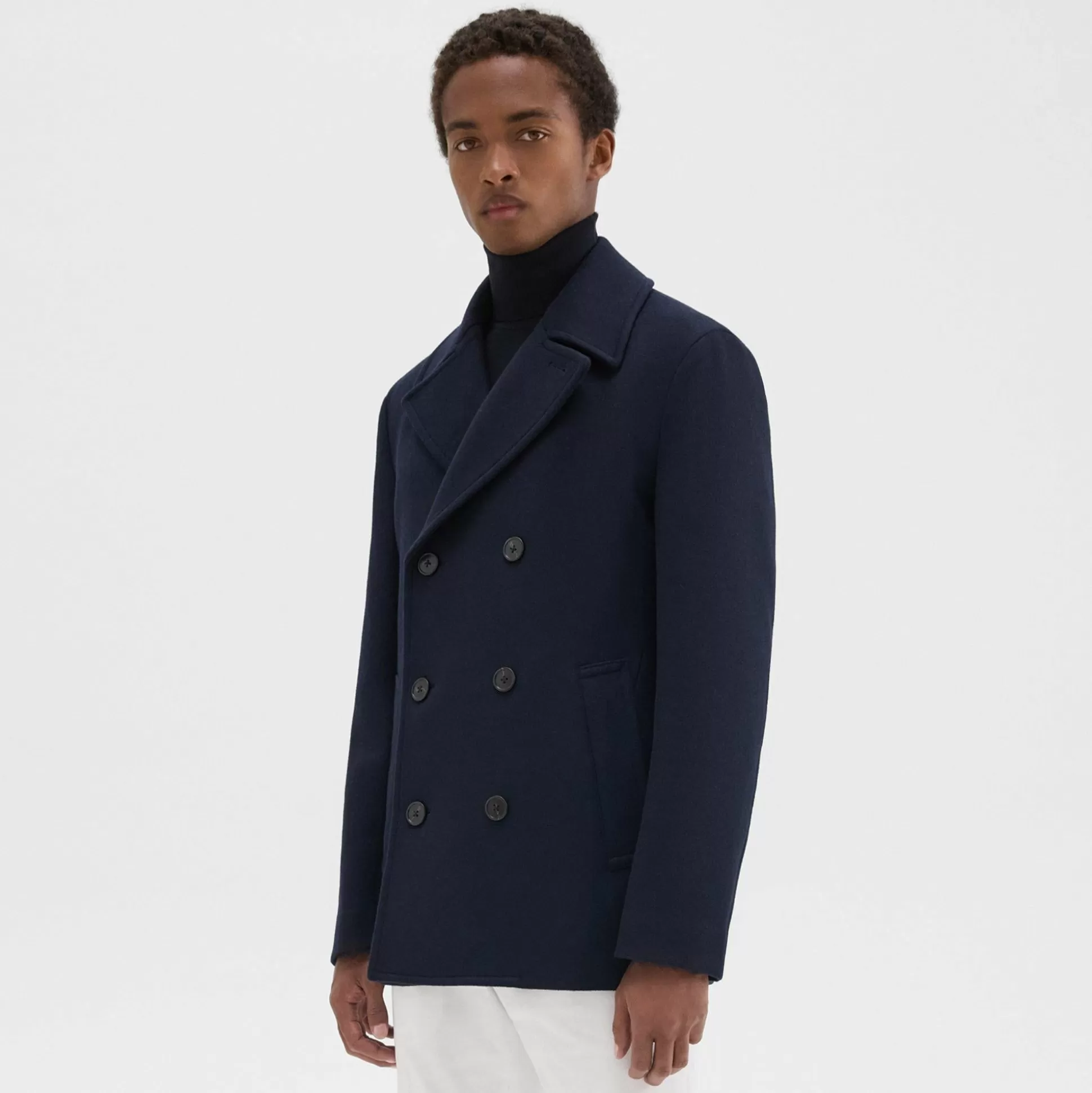 Theory Frederick Peacoat In Recycled Wool-Blend Melton-Men Outerwear | Blazers + Jackets