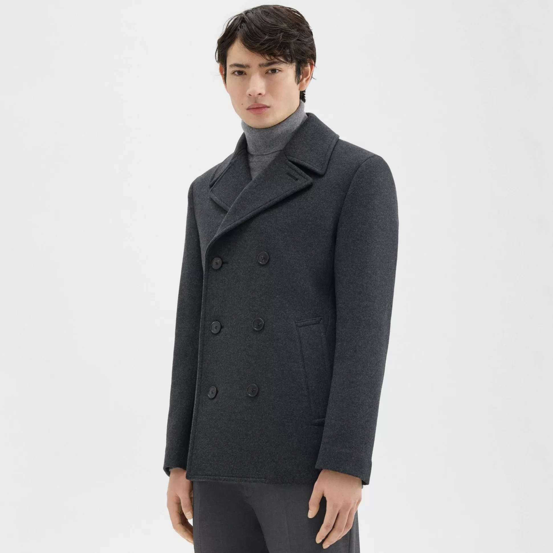 Theory Frederick Peacoat In Recycled Wool-Blend Melton-Men Blazers + Jackets | Outerwear