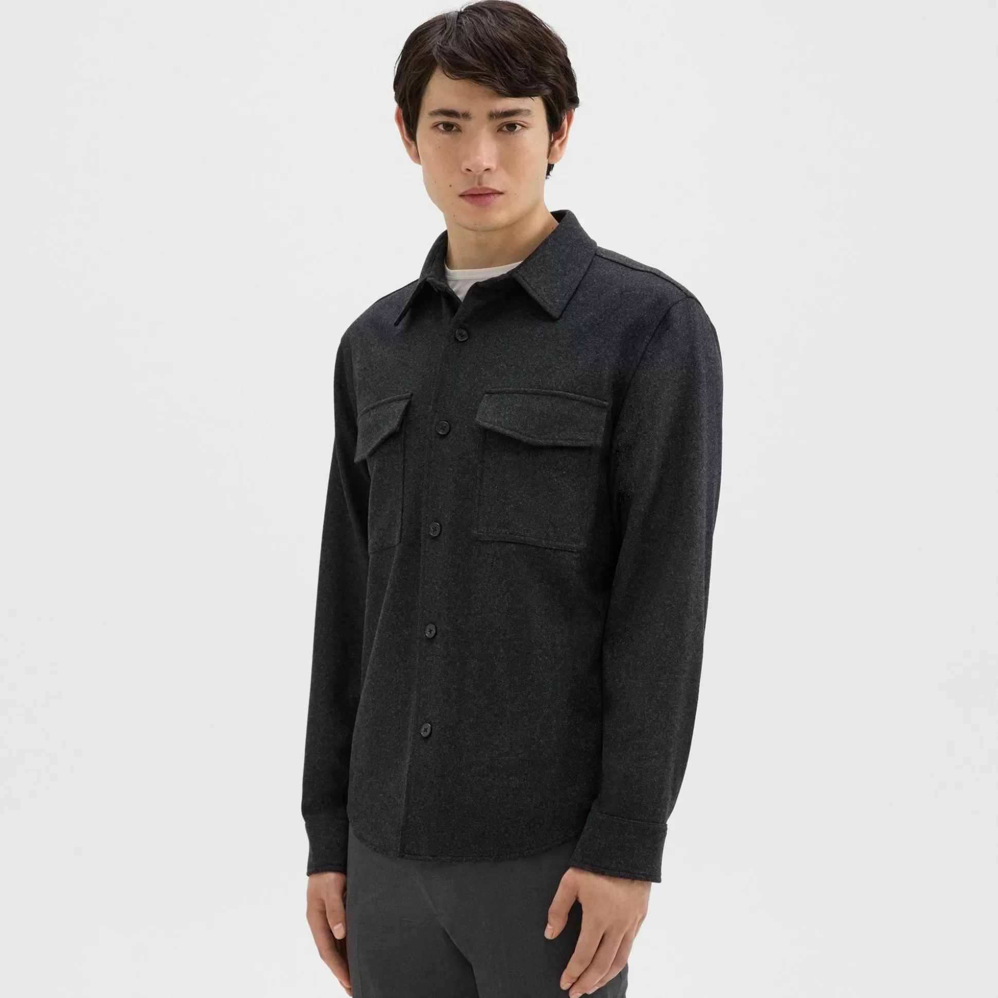 Theory Garvin Shirt Jacket In Recycled Wool-Blend Flannel-Men Shirts