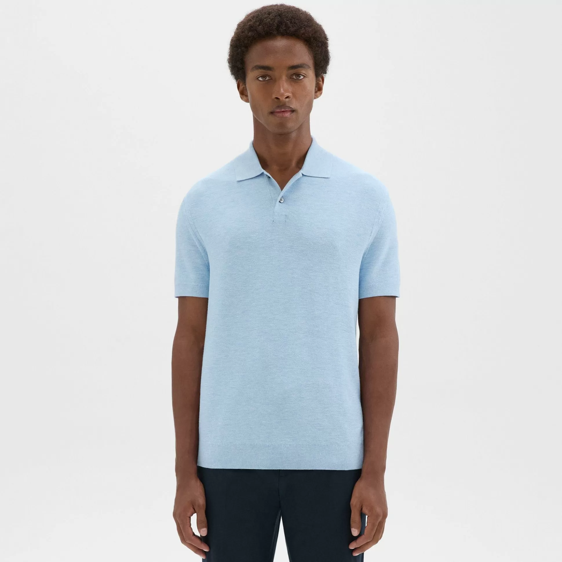 Theory Goris Pique Polo Shirt In Light Bilen-Men T-shirts + Polos | Sweaters + Cardigans