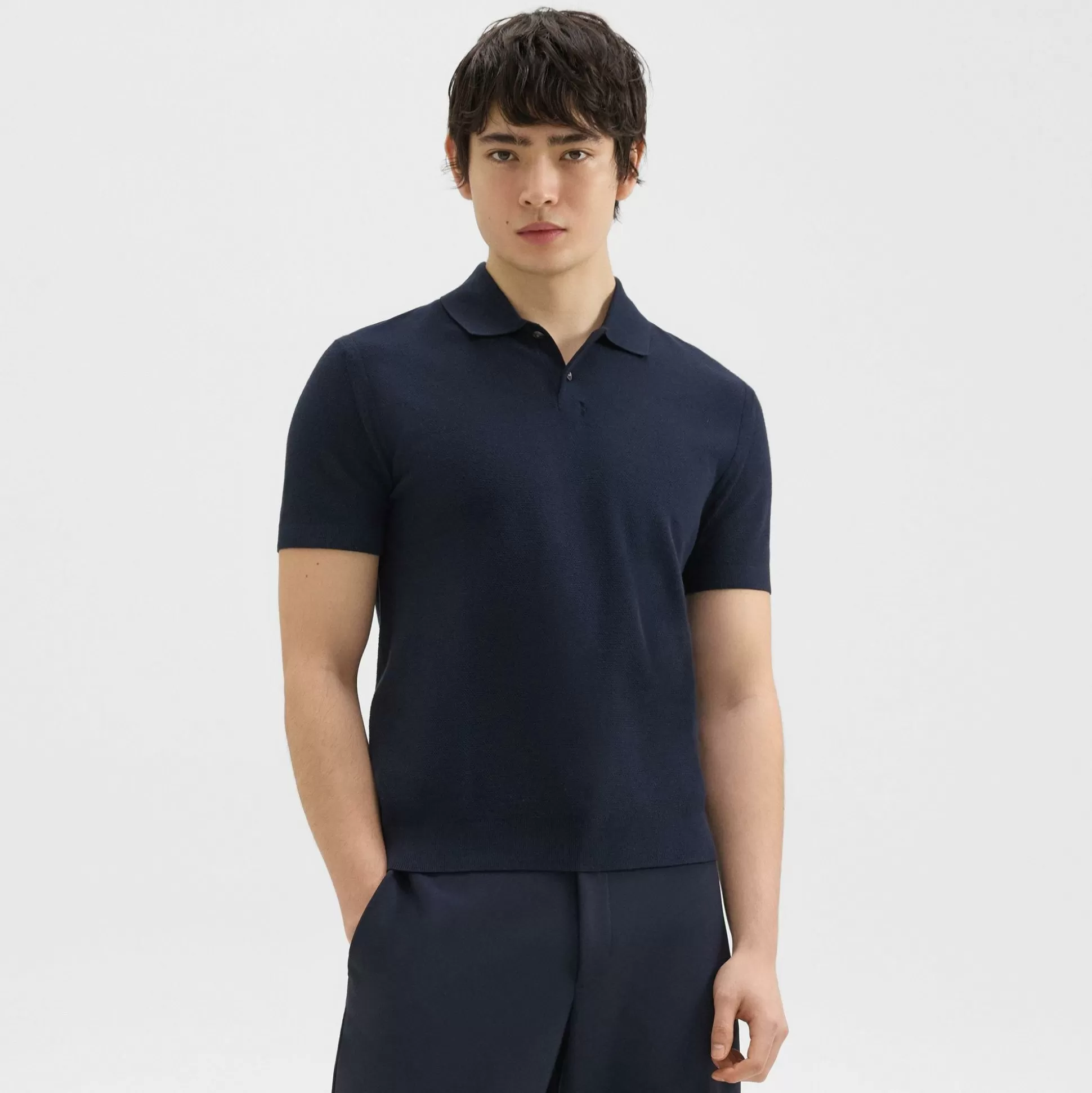 Theory Goris Pique Polo Shirt In Light Bilen-Men T-shirts + Polos | Sweaters + Cardigans