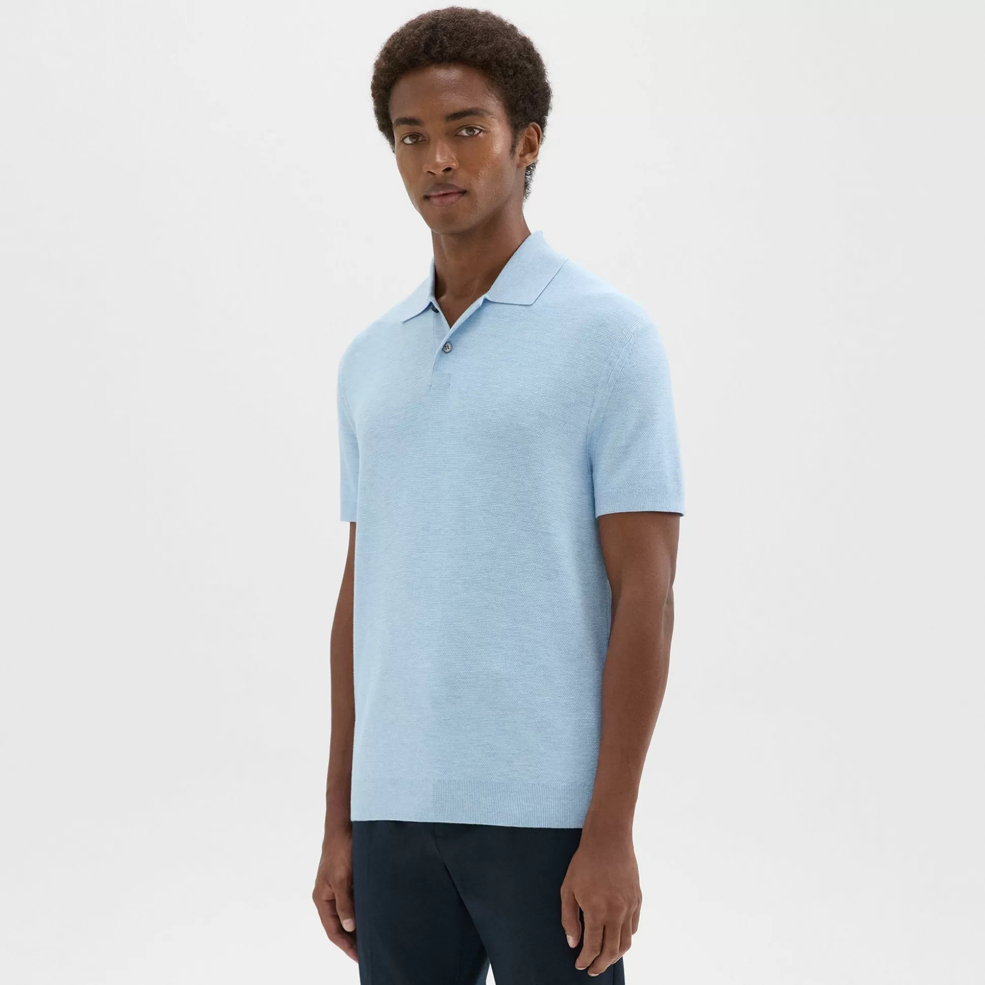 Theory Goris Pique Polo Shirt In Light Bilen-Men T-shirts + Polos | Sweaters + Cardigans