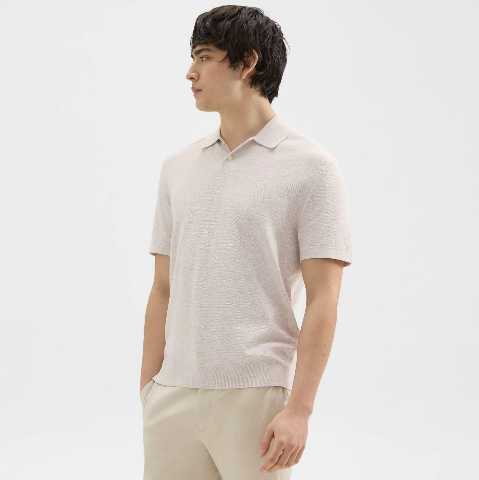 Theory Goris Pique Polo Shirt In Light Bilen-Men T-shirts + Polos | Sweaters + Cardigans