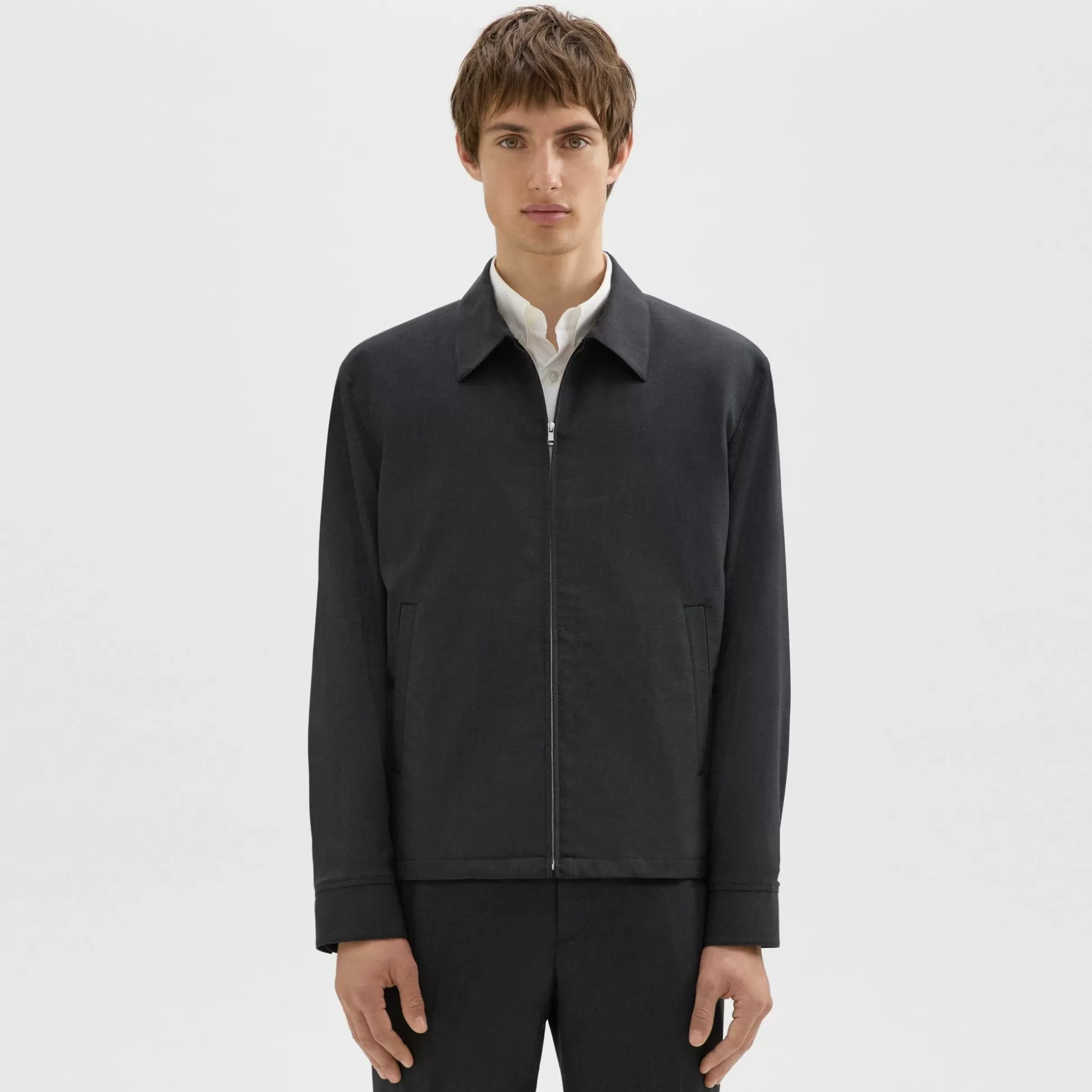 Theory Hazelton Zip Jacket In Stretch Wool-Men Outerwear