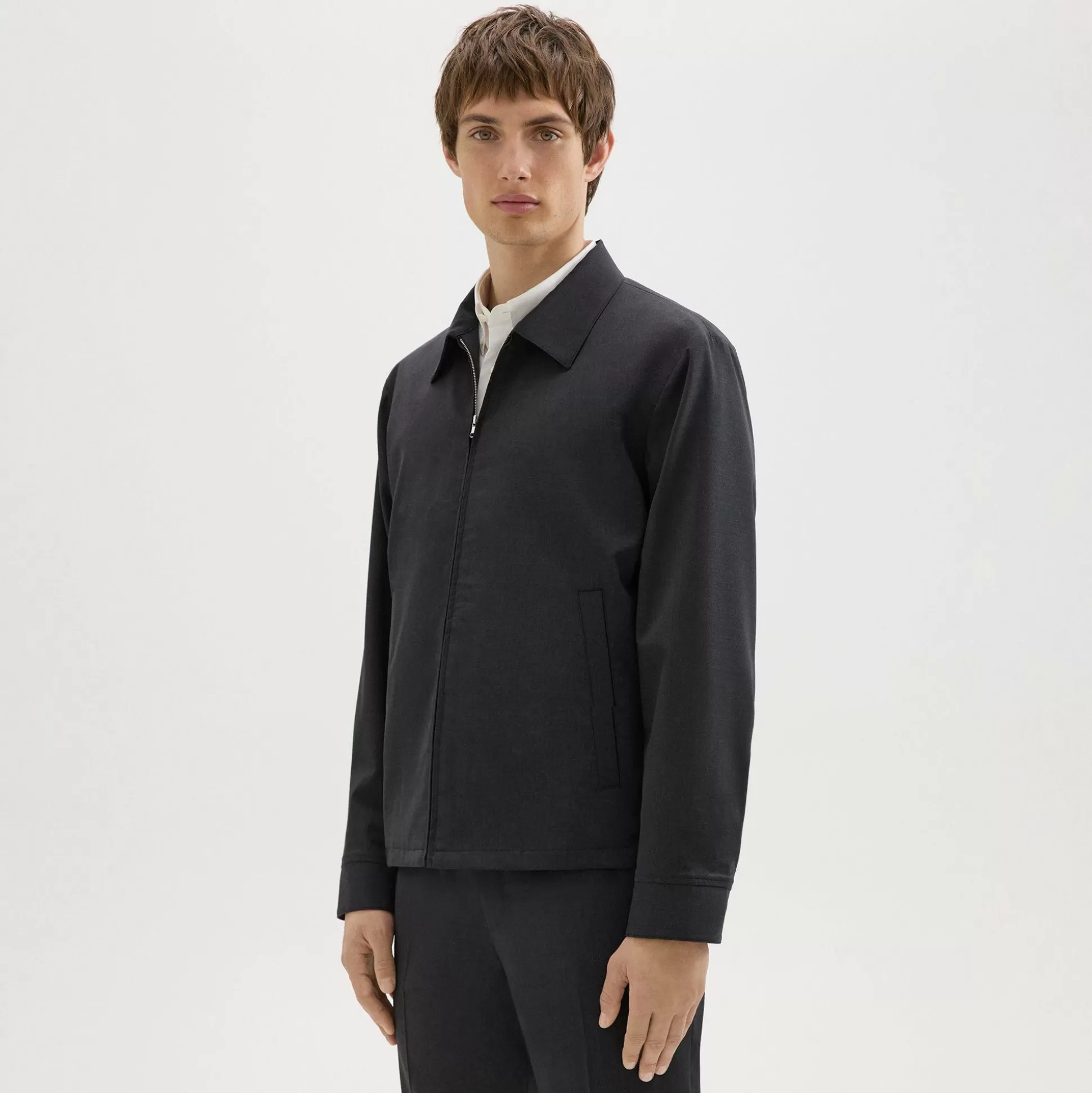 Theory Hazelton Zip Jacket In Stretch Wool-Men Outerwear