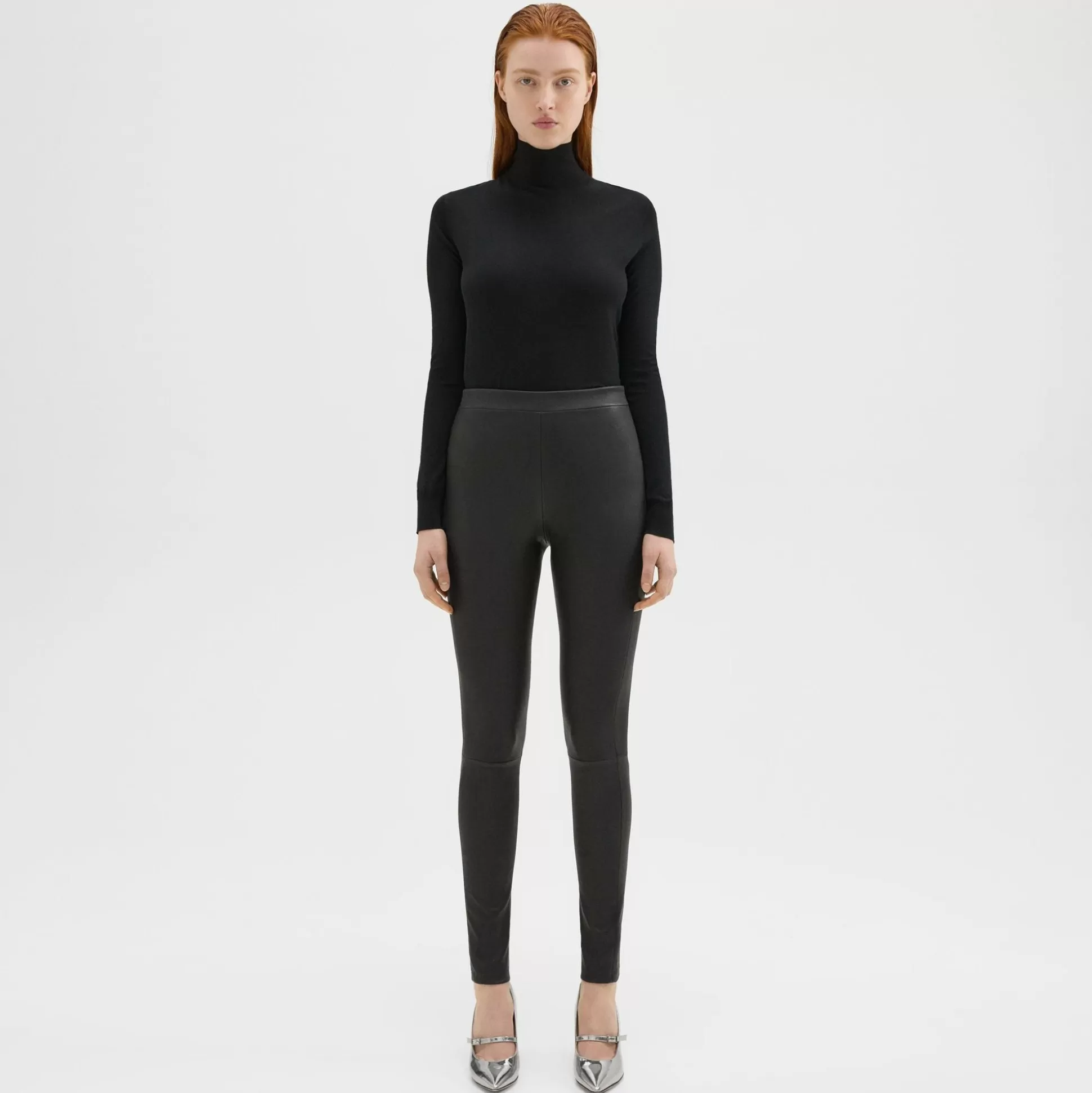 Theory High-Waist Legging In Leather-Women Pants