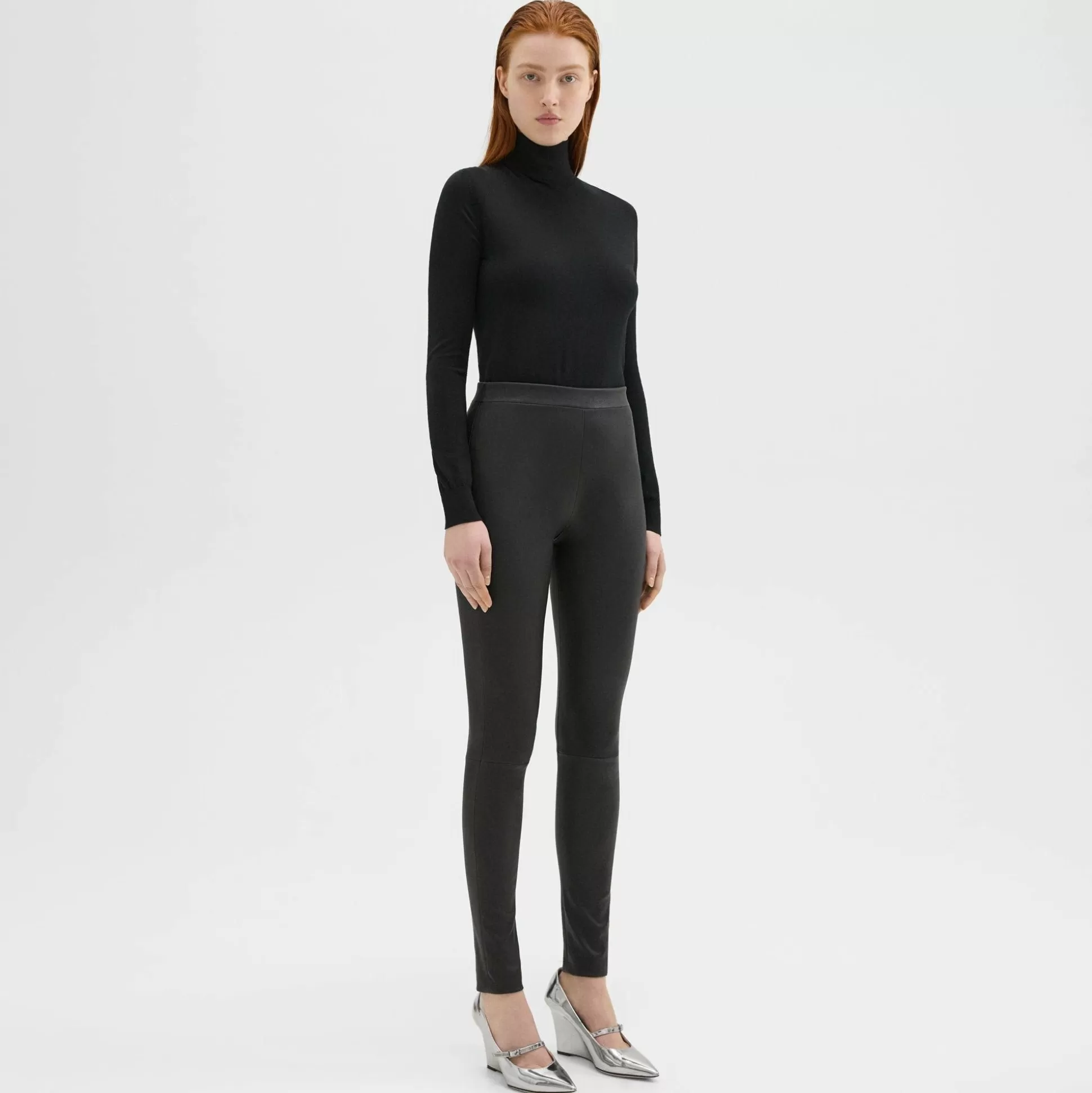 Theory High-Waist Legging In Leather-Women Pants