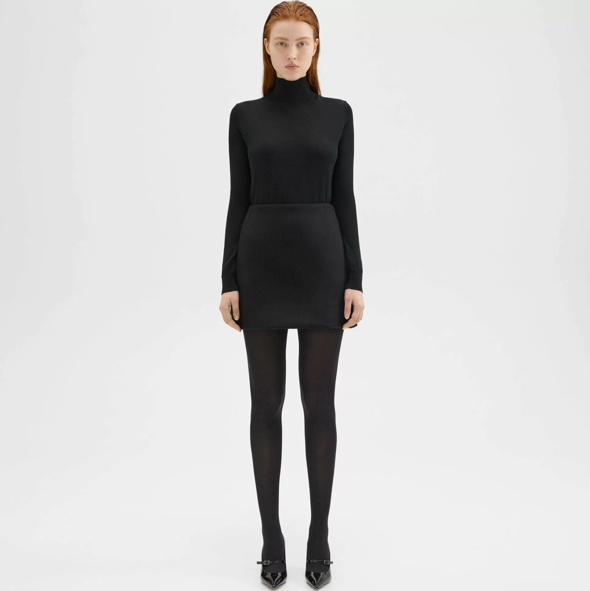 Theory High-Waist Mini Skirt In Double-Face Wool-Cashmere-Women Skirts