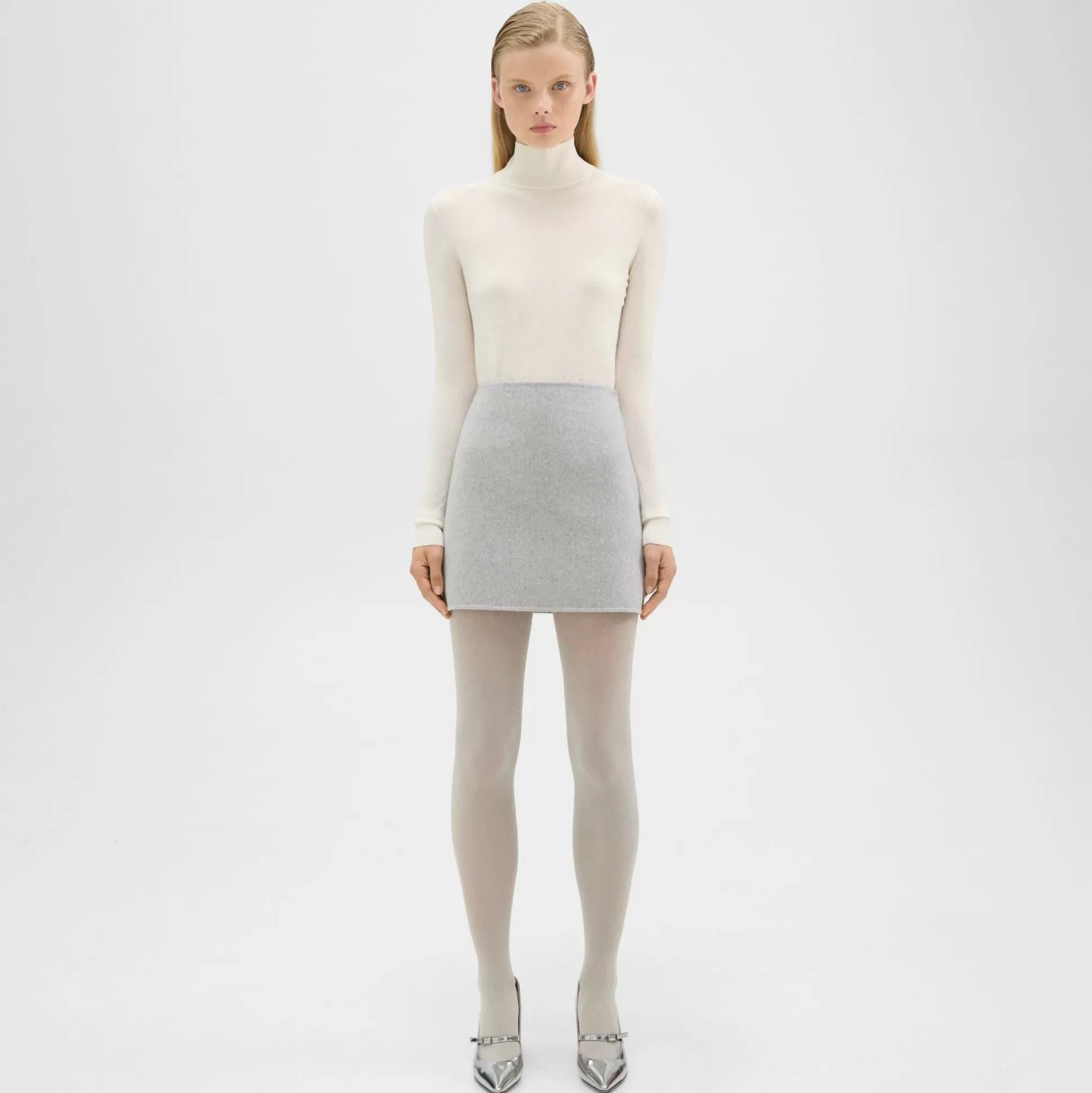 Theory High-Waist Mini Skirt In Double-Face Wool-Cashmere-Women Skirts