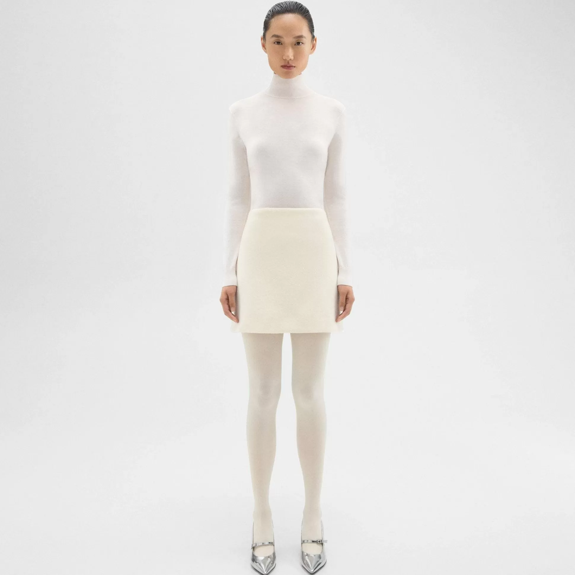 Theory High-Waist Mini Skirt In Double-Face Wool-Cashmere-Women Skirts