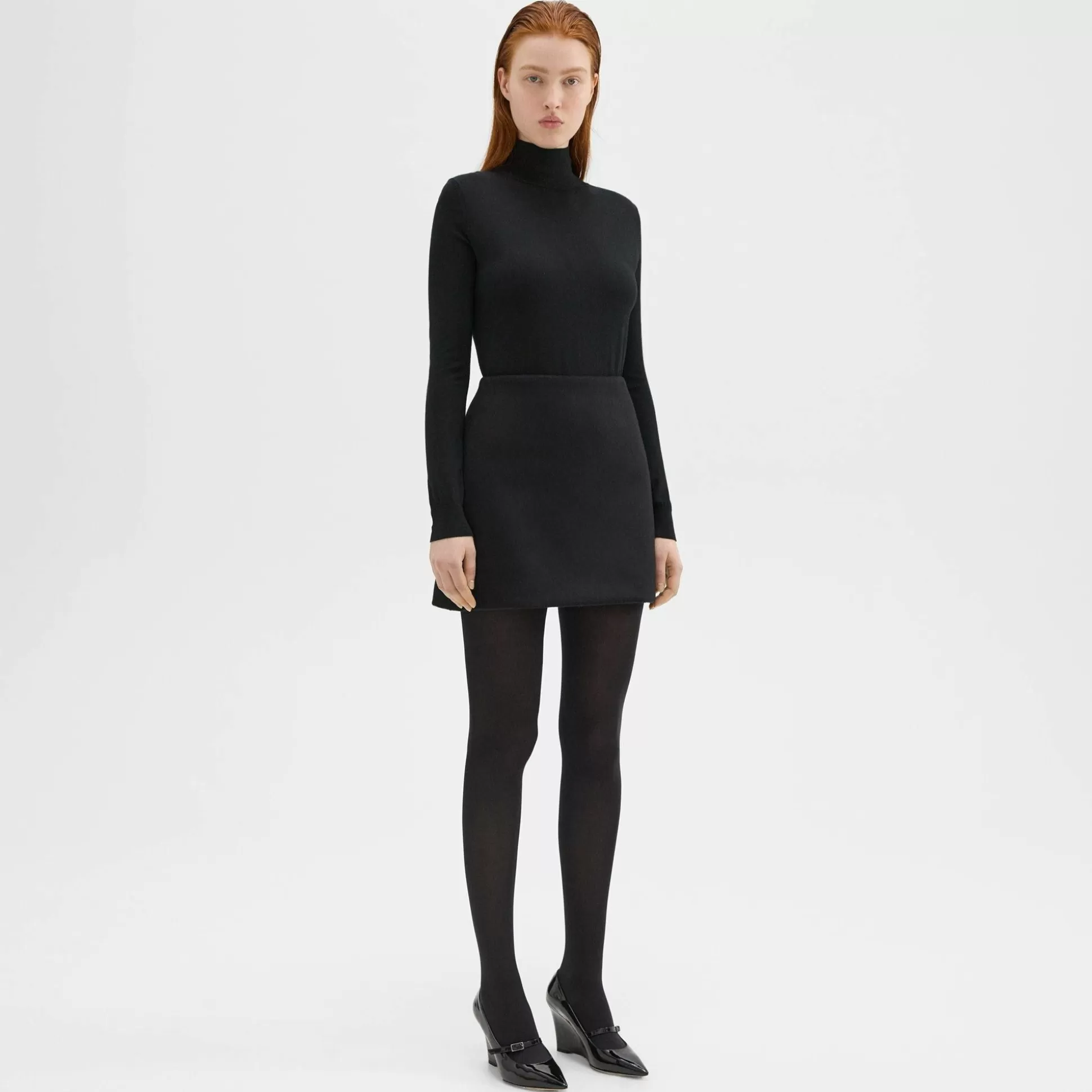 Theory High-Waist Mini Skirt In Double-Face Wool-Cashmere-Women Skirts