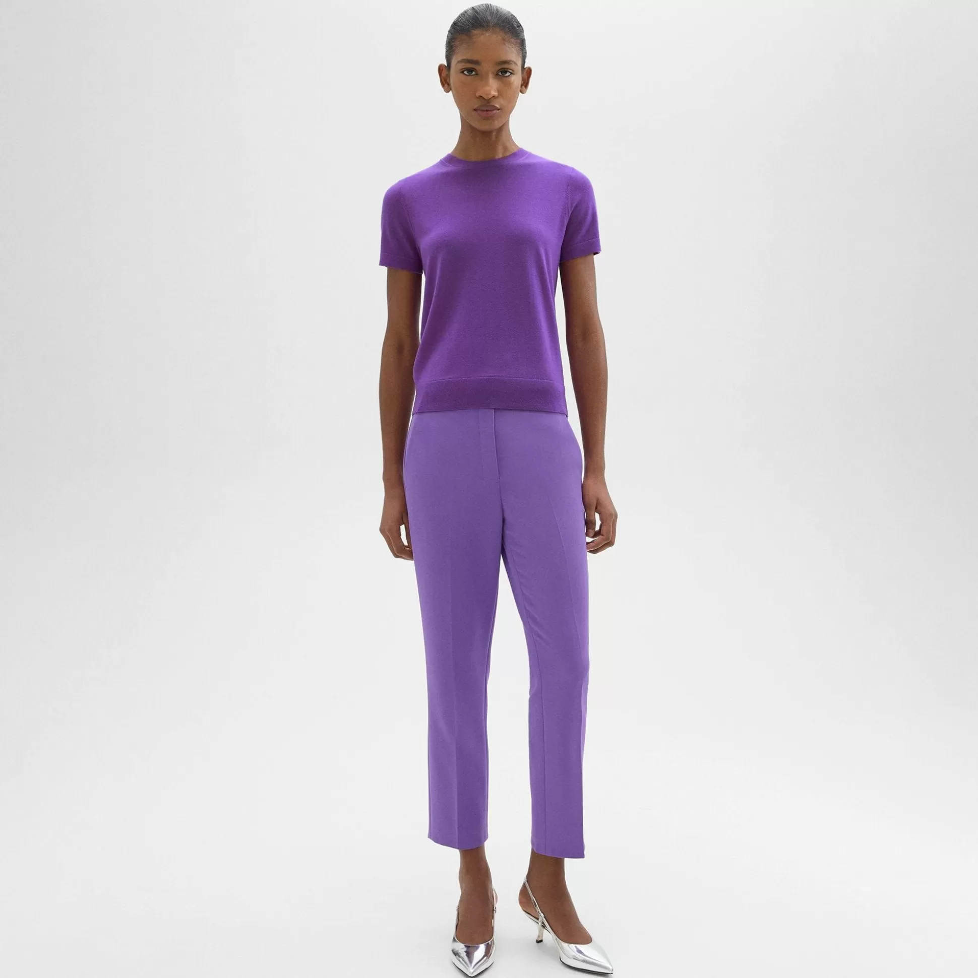 Theory High-Waist Slim Crop Pant In Admiral Crepe-Women Suits | Pants