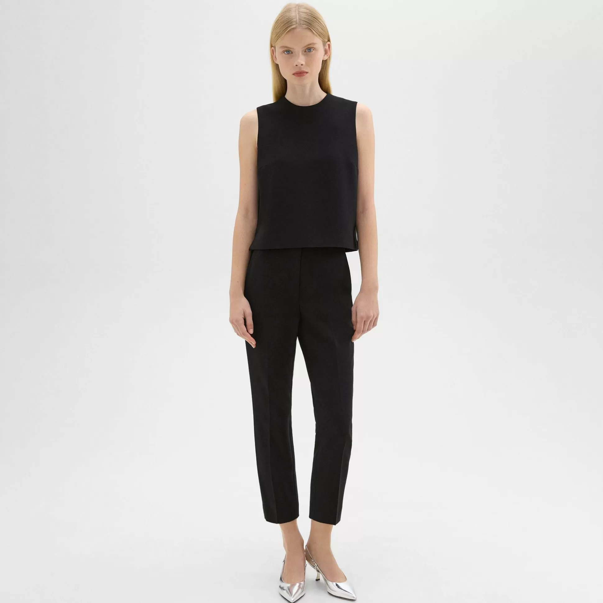 Theory High-Waist Slim Crop Pant In Admiral Crepe-Women Suits | Pants