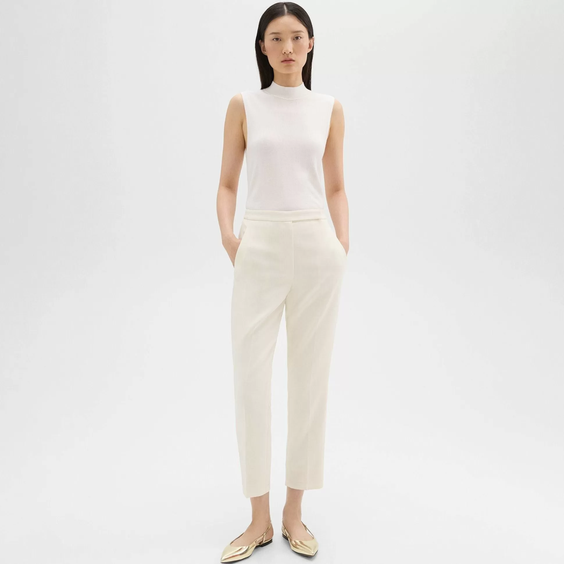 Theory High-Waist Slim Crop Pant In Admiral Crepe-Women Suits | Pants