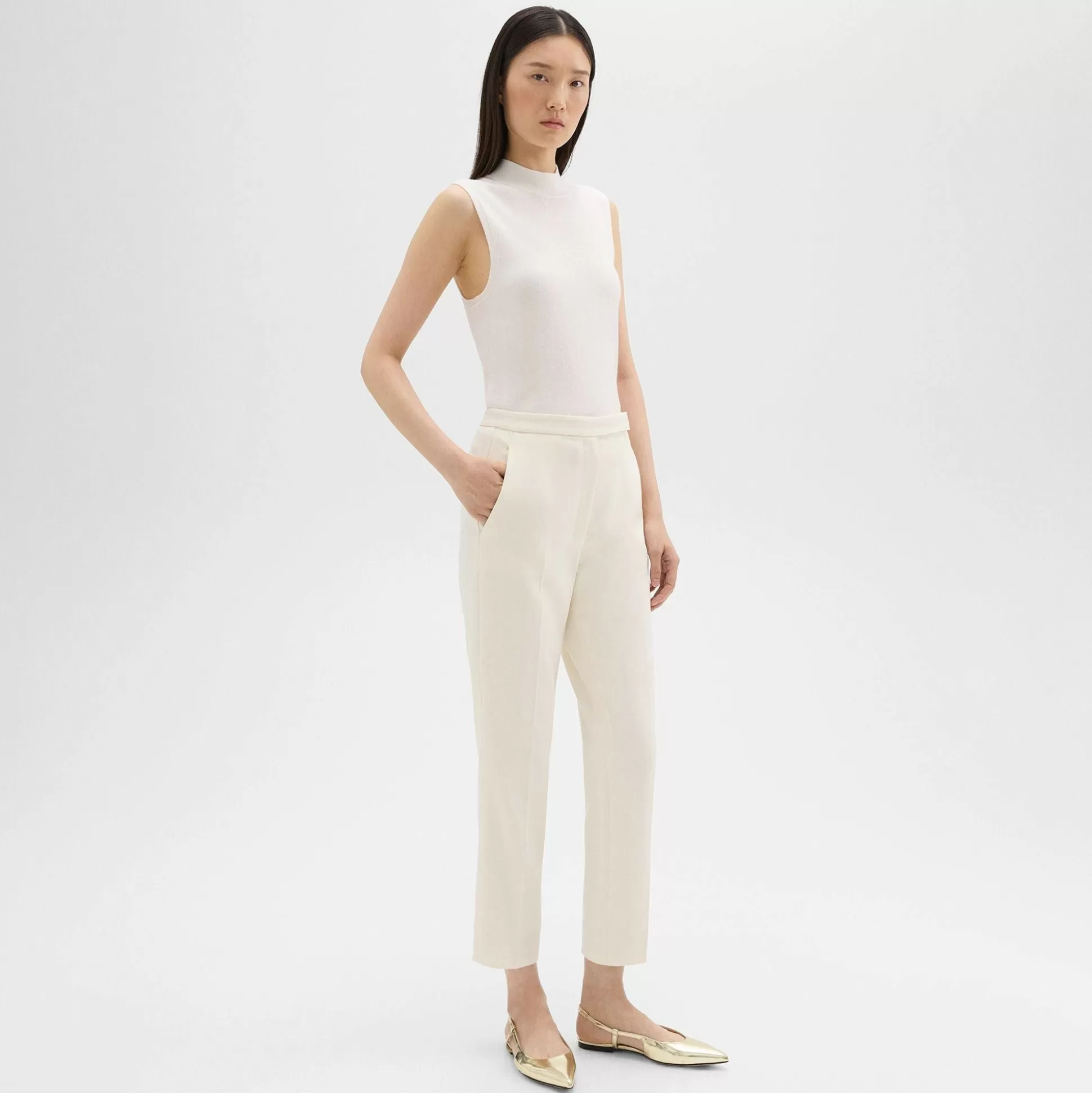 Theory High-Waist Slim Crop Pant In Admiral Crepe-Women Suits | Pants