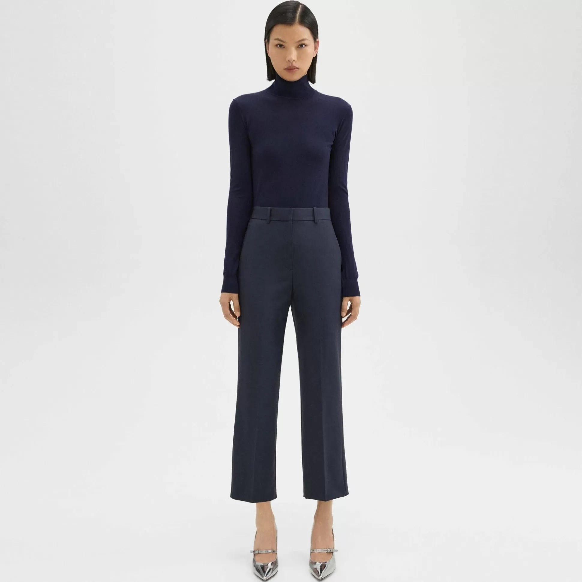 Theory High-Waist Straight-Leg Pant In Good Wool-Women Pants | Suits