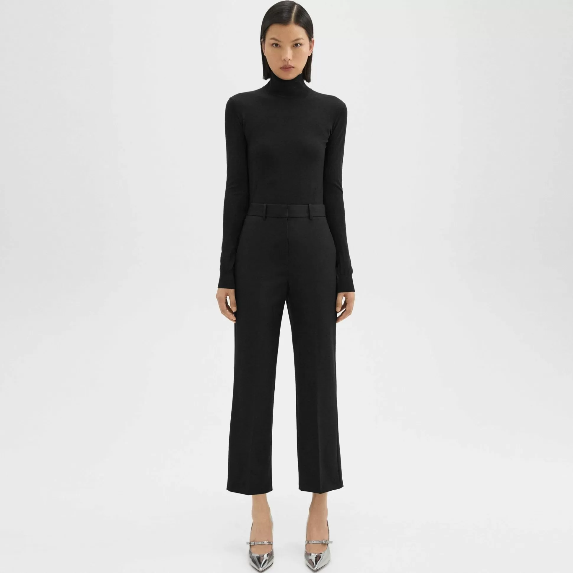 Theory High-Waist Straight-Leg Pant In Good Wool-Women Suits | Pants