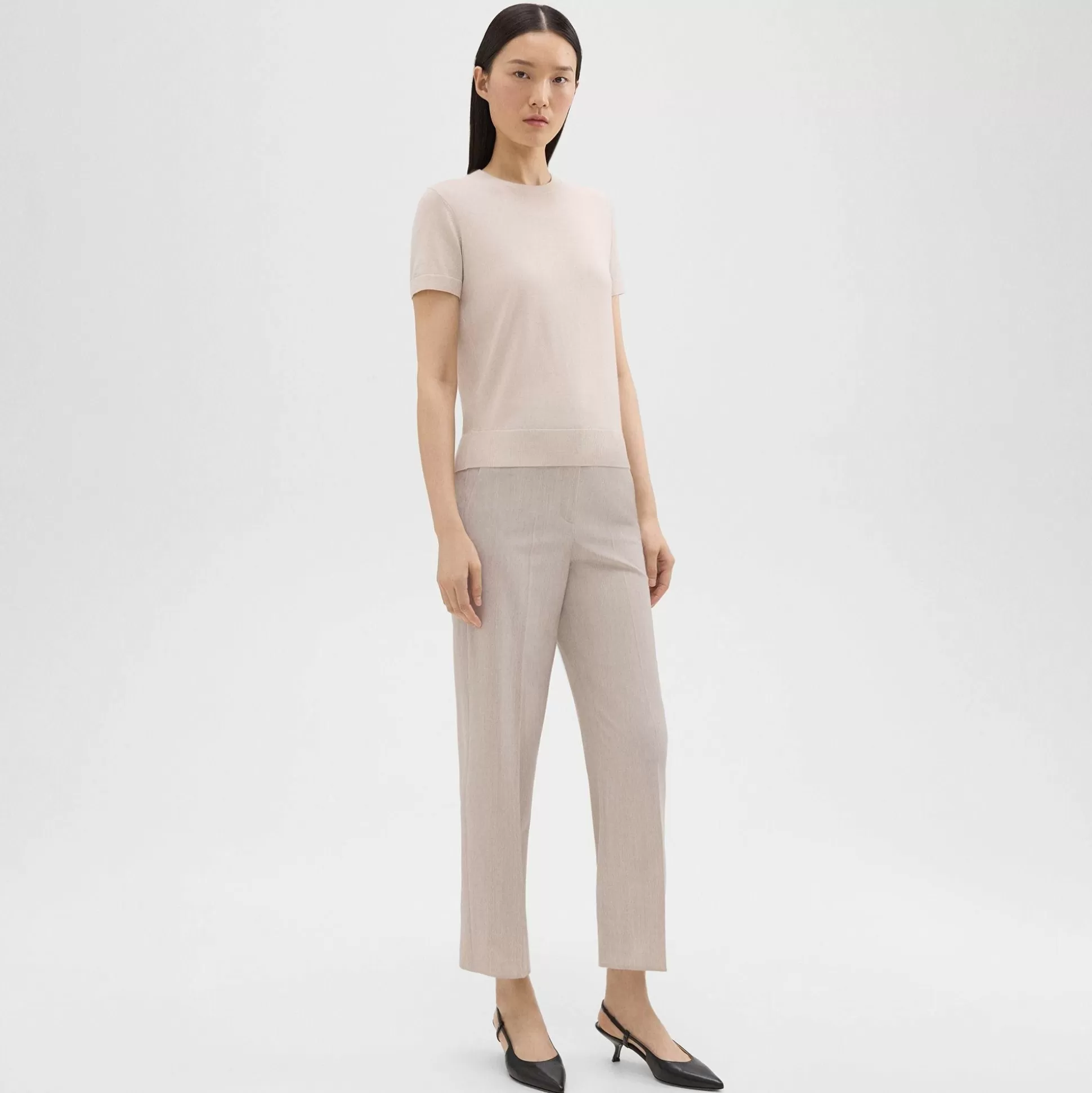 Theory High-Waist Straight-Leg Pant In Good Wool-Women Suits | Pants