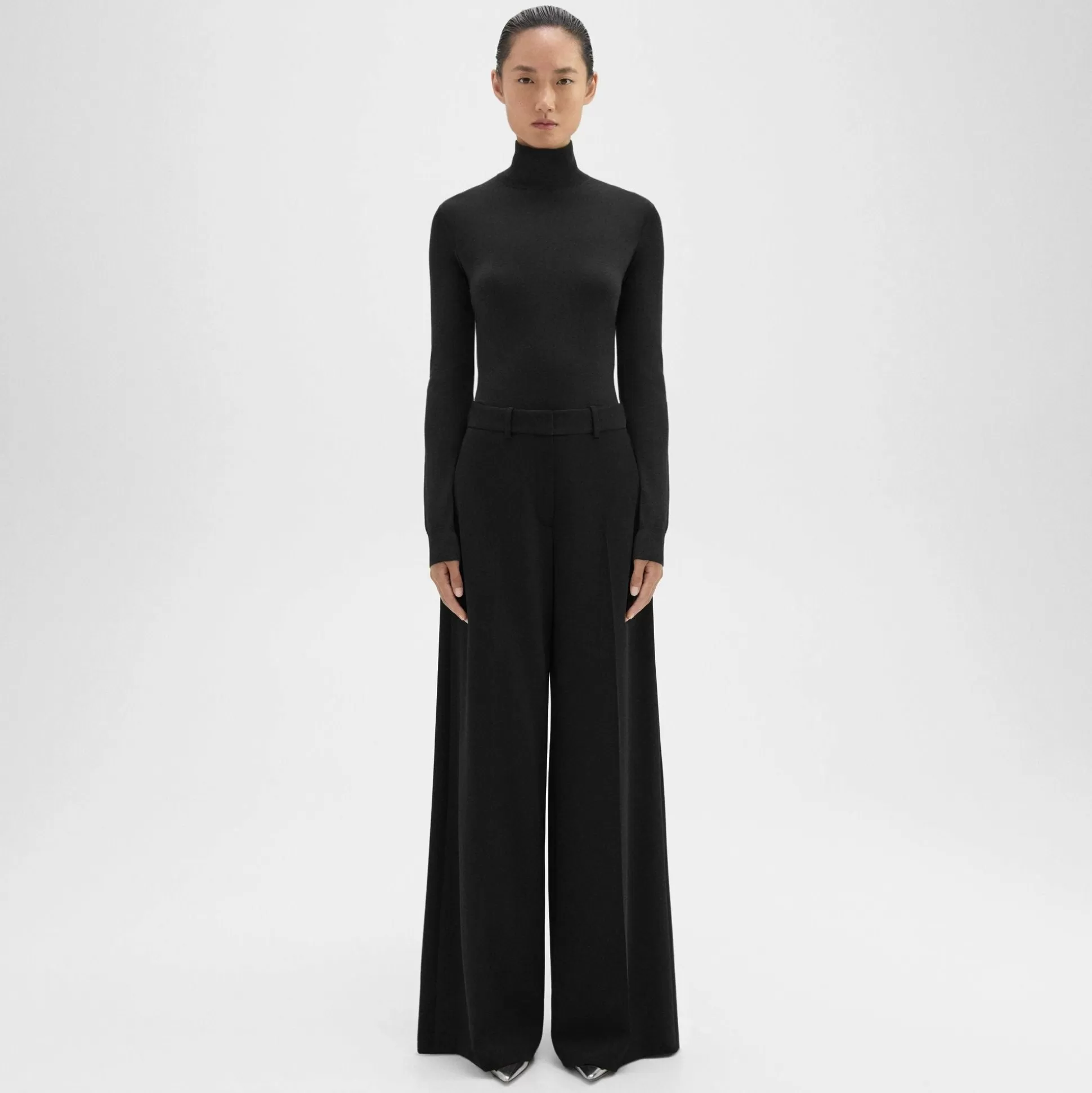 Theory High-Waist Wide-Leg Pant In Admiral Crepe-Women Suits | Pants