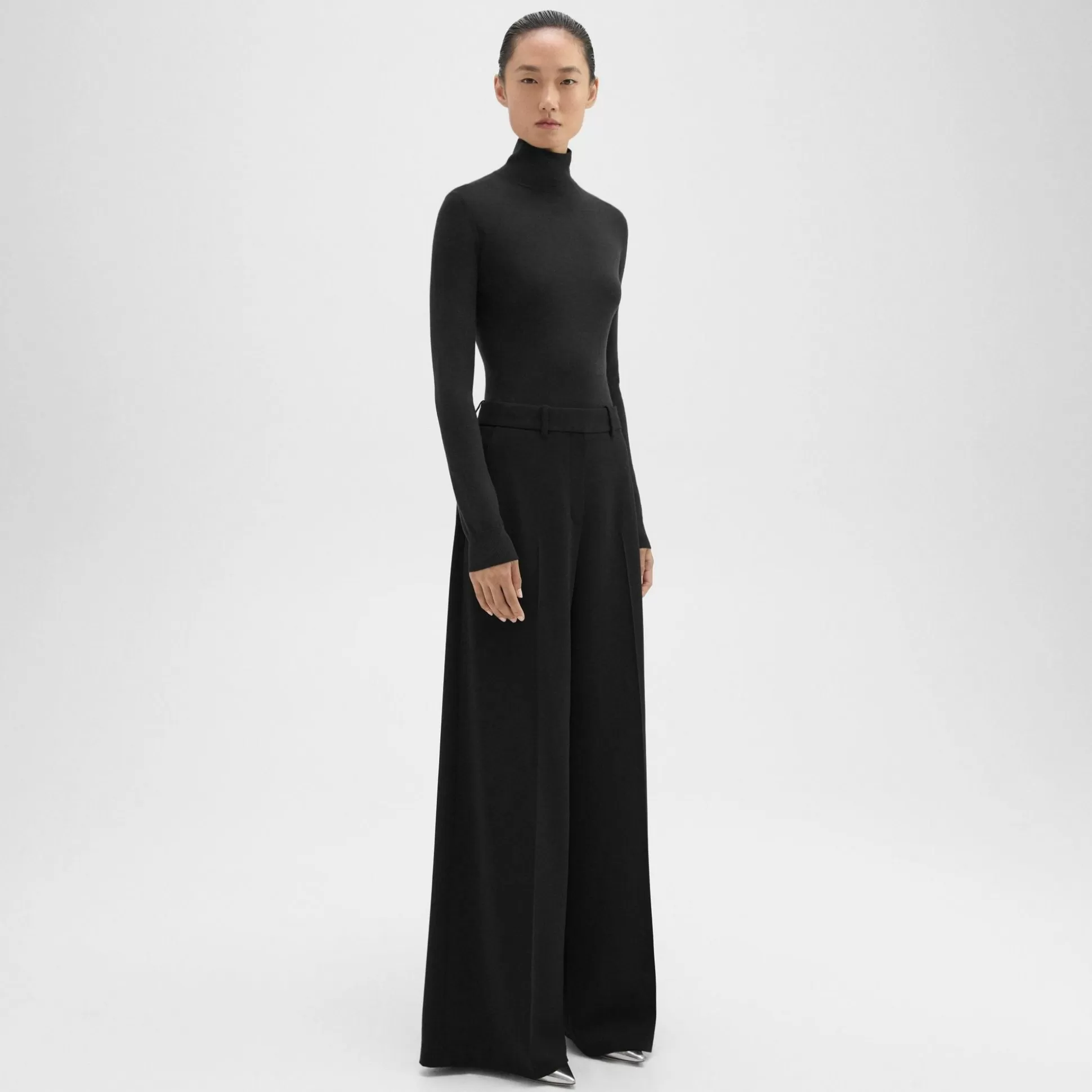 Theory High-Waist Wide-Leg Pant In Admiral Crepe-Women Suits | Pants