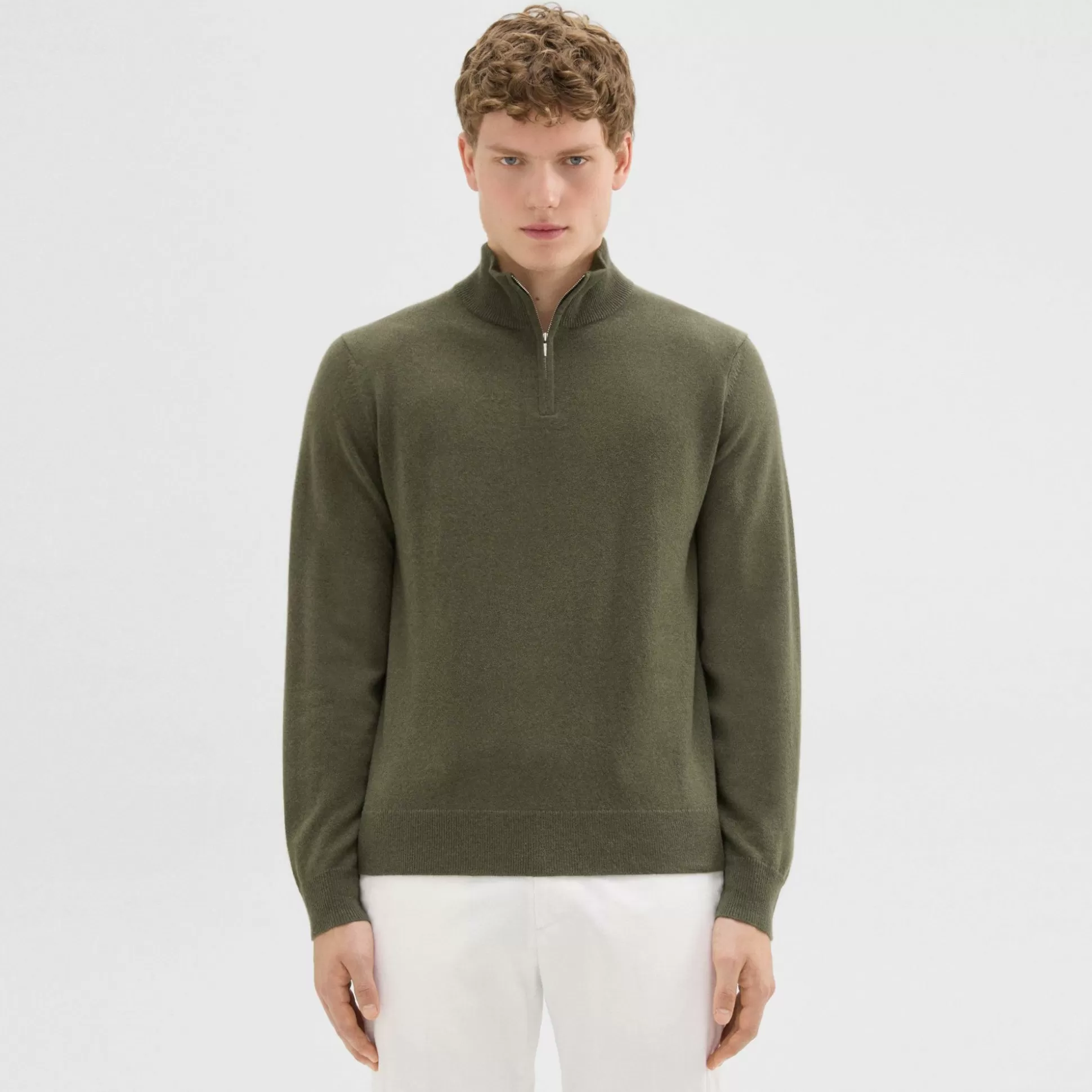 Theory Hilles Quarter-Zip Sweater In Cashmere-Men Sweaters + Cardigans