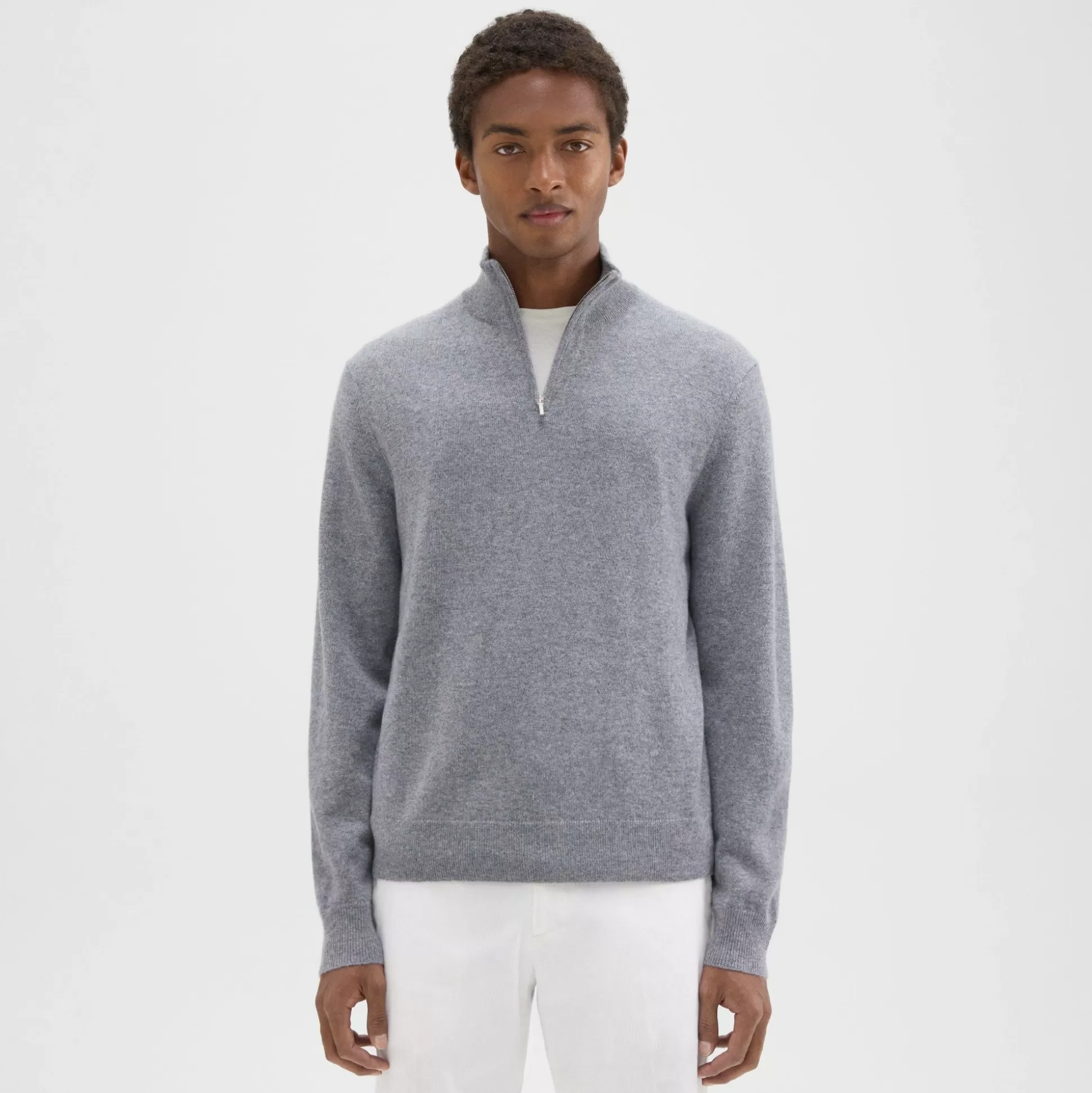 Theory Hilles Quarter-Zip Sweater In Cashmere-Men Sweaters + Cardigans