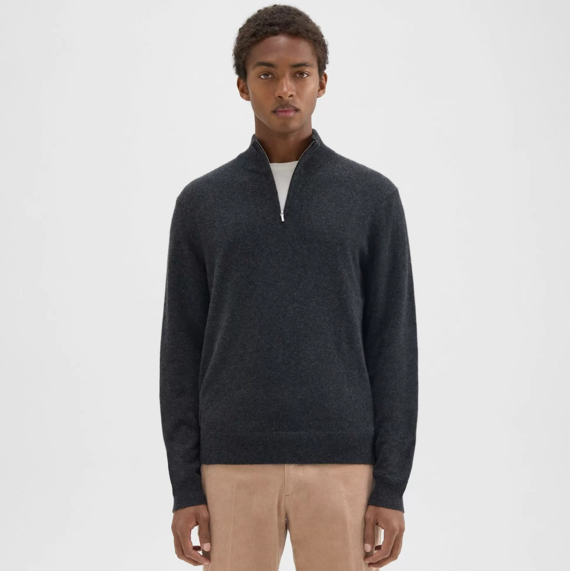 Theory Hilles Quarter-Zip Sweater In Cashmere-Men Sweaters + Cardigans