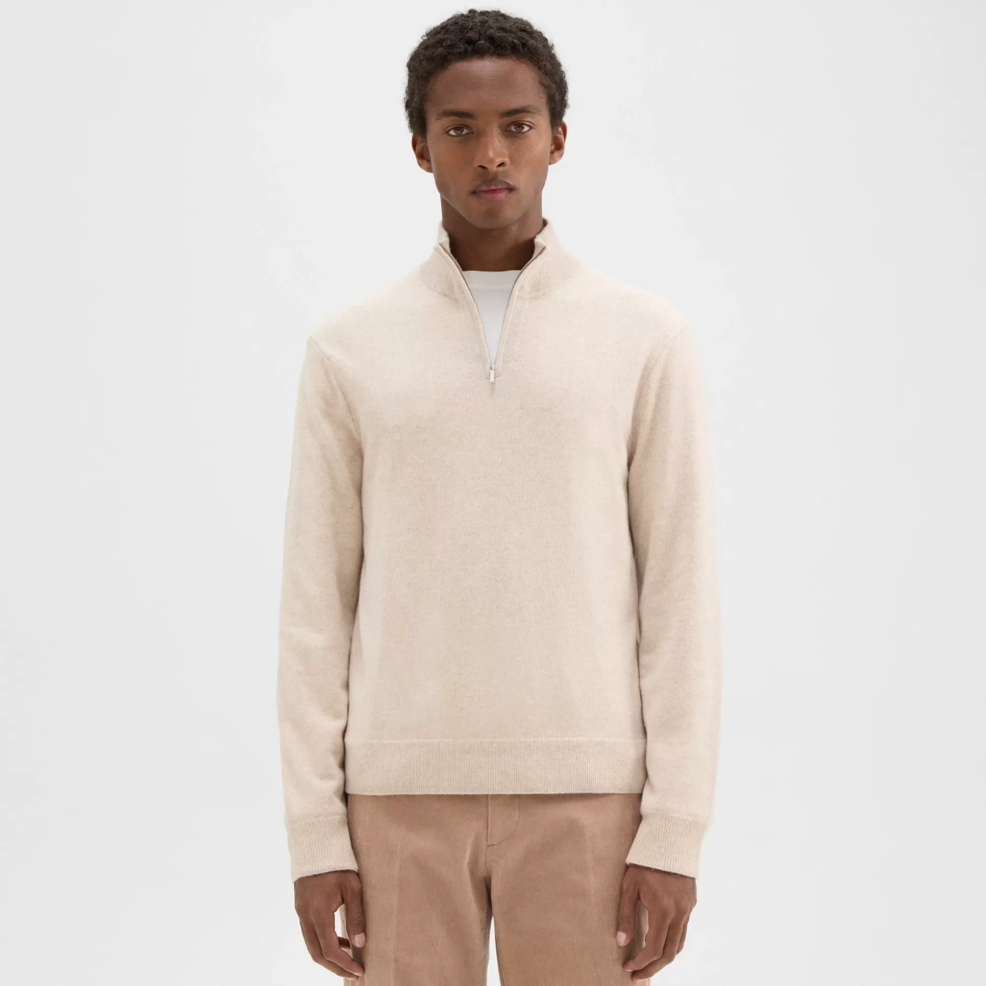 Theory Hilles Quarter-Zip Sweater In Cashmere-Men Sweaters + Cardigans