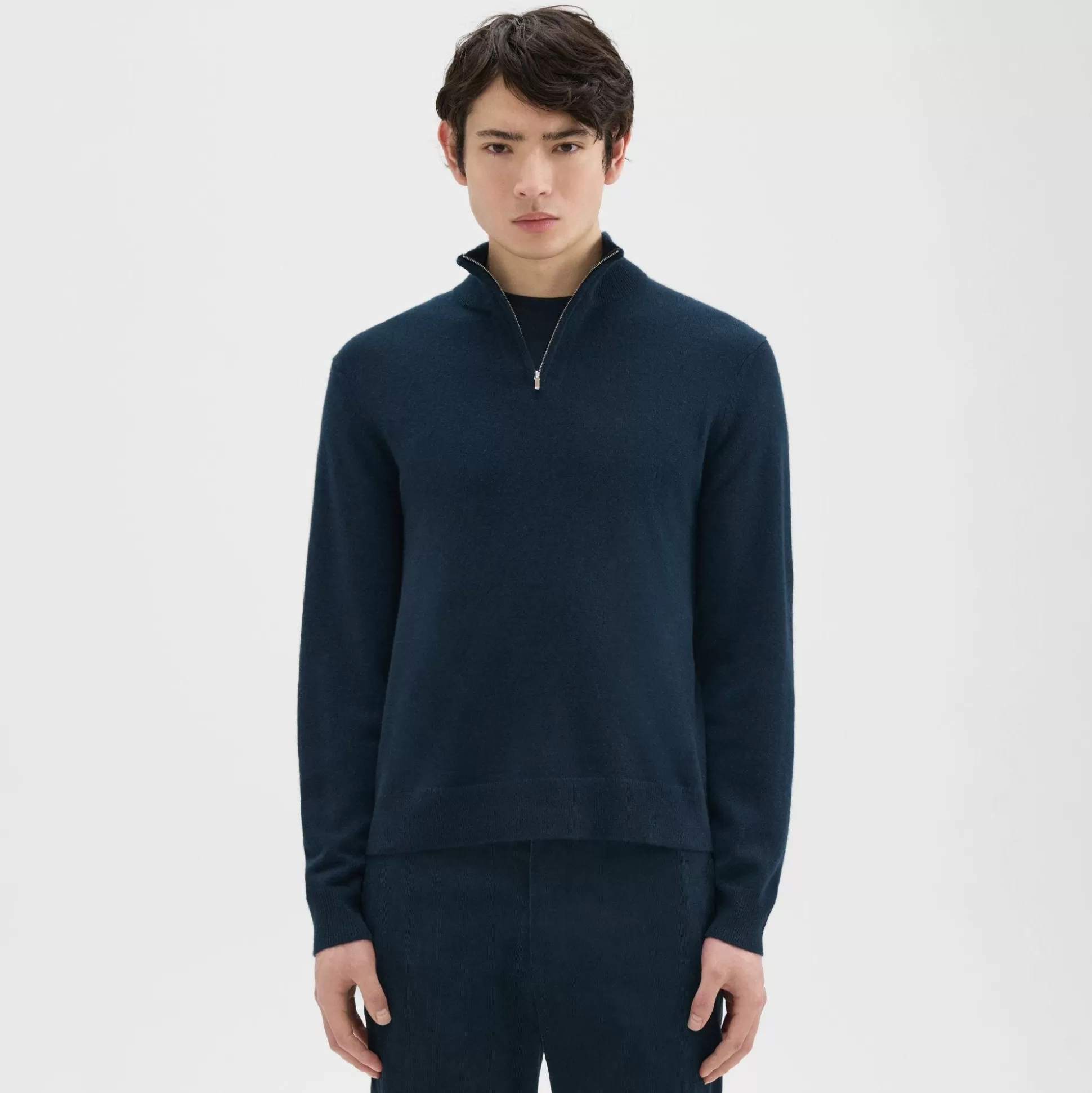 Theory Hilles Quarter-Zip Sweater In Cashmere-Men Sweaters + Cardigans