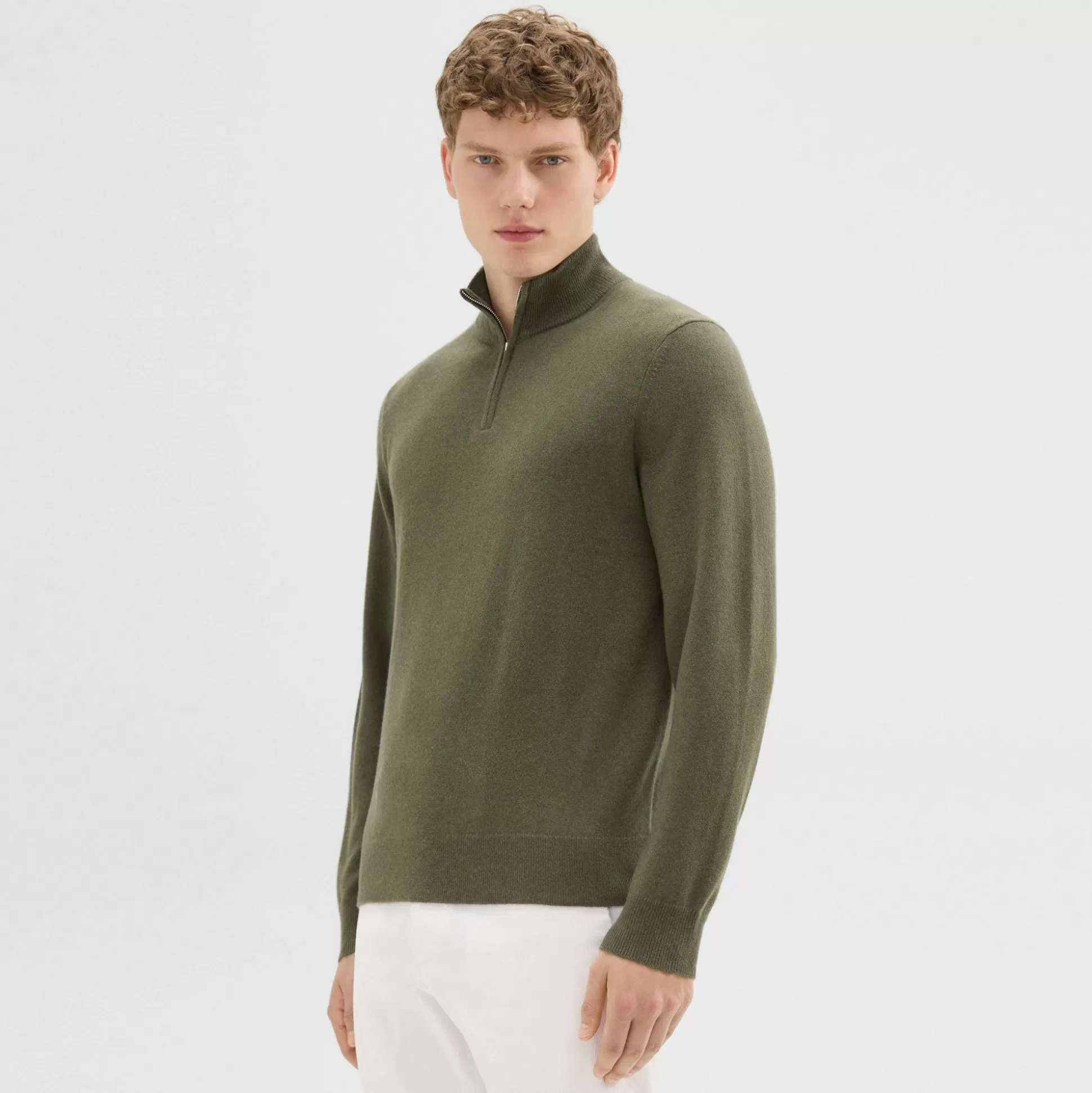 Theory Hilles Quarter-Zip Sweater In Cashmere-Men Sweaters + Cardigans