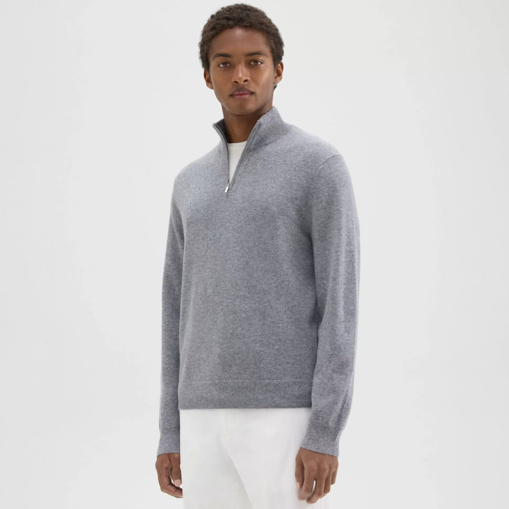 Theory Hilles Quarter-Zip Sweater In Cashmere-Men Sweaters + Cardigans