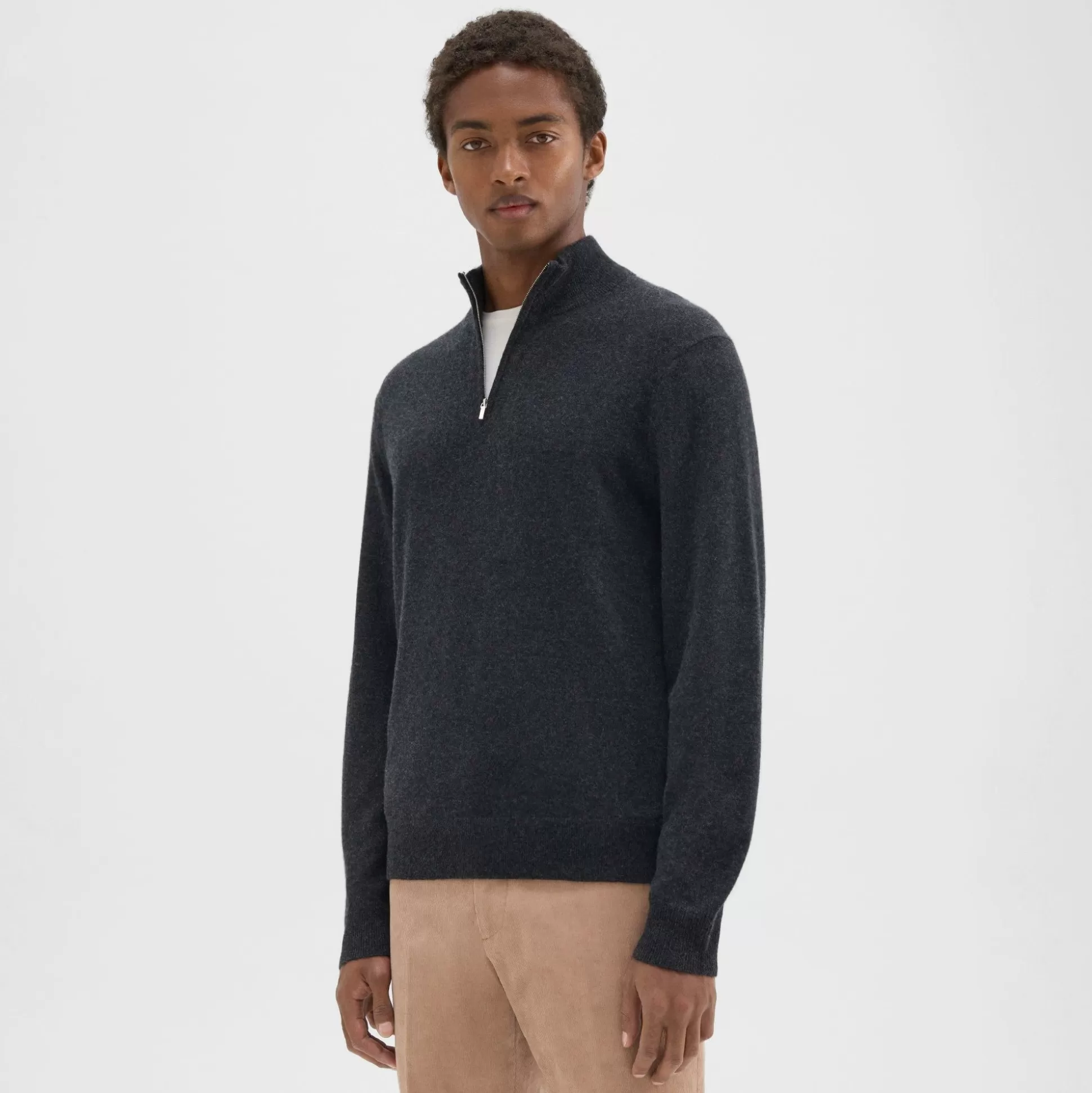 Theory Hilles Quarter-Zip Sweater In Cashmere-Men Sweaters + Cardigans