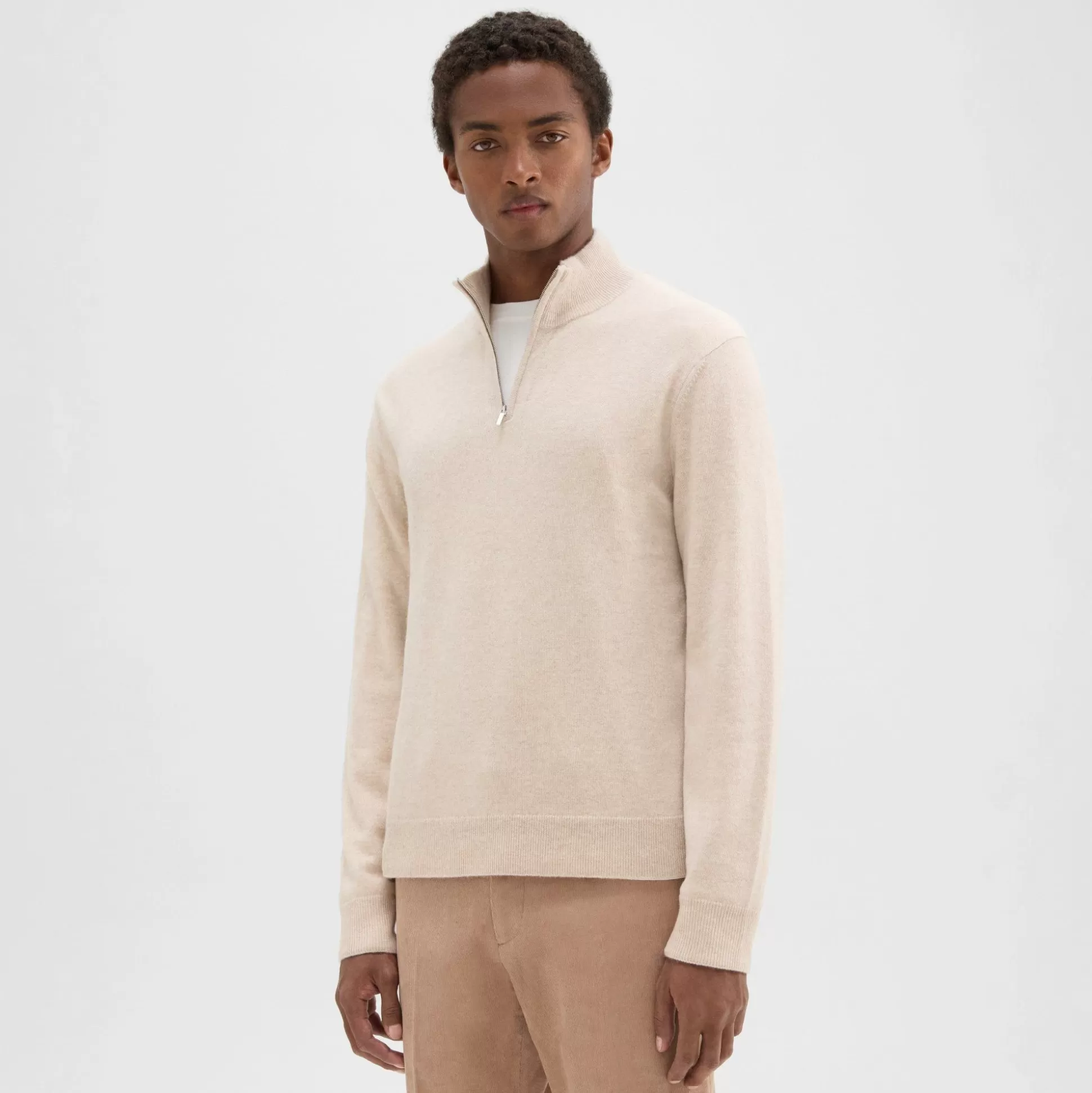 Theory Hilles Quarter-Zip Sweater In Cashmere-Men Sweaters + Cardigans