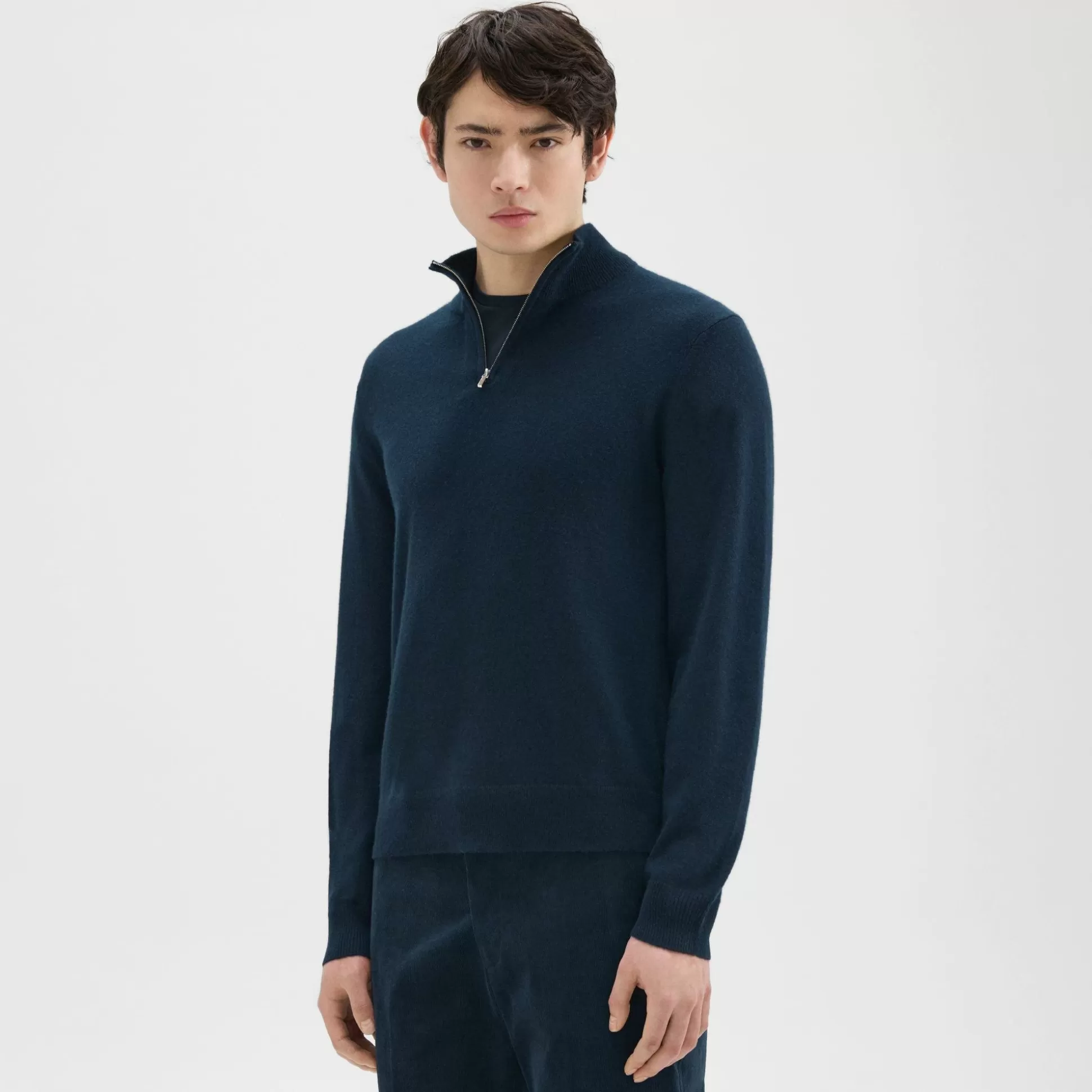 Theory Hilles Quarter-Zip Sweater In Cashmere-Men Sweaters + Cardigans