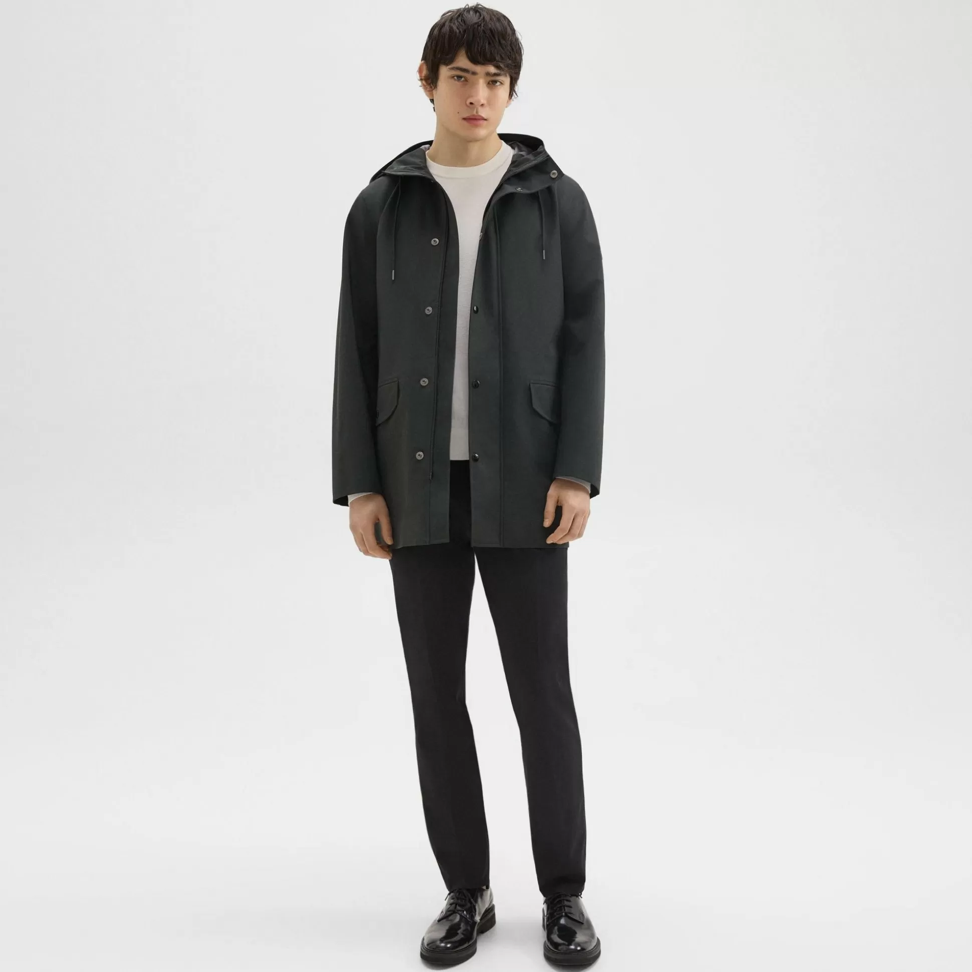 Theory Hooded Raincoat In Poplin-Men Outerwear