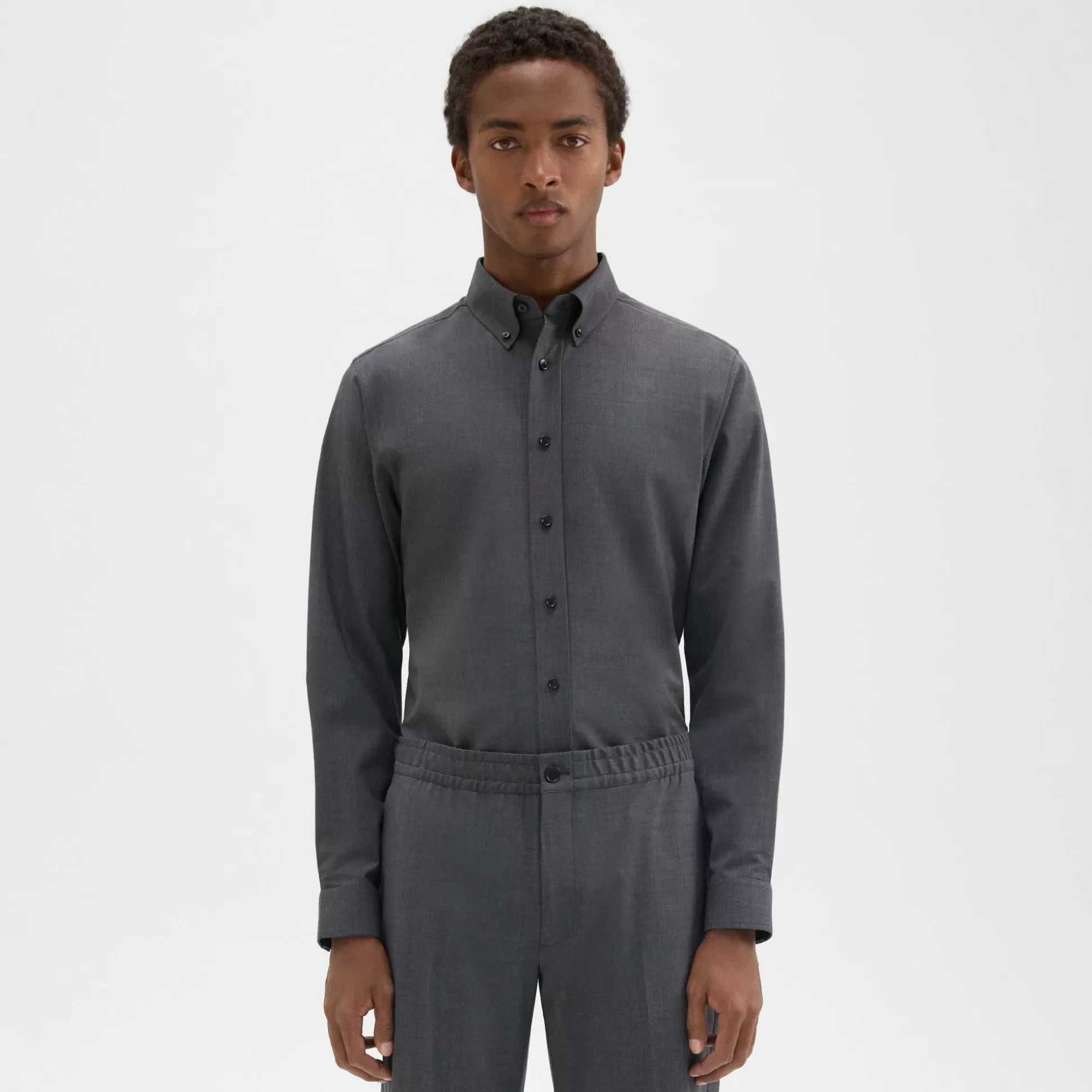 Theory Hugh Shirt In Stretch Wool-Men Shirts