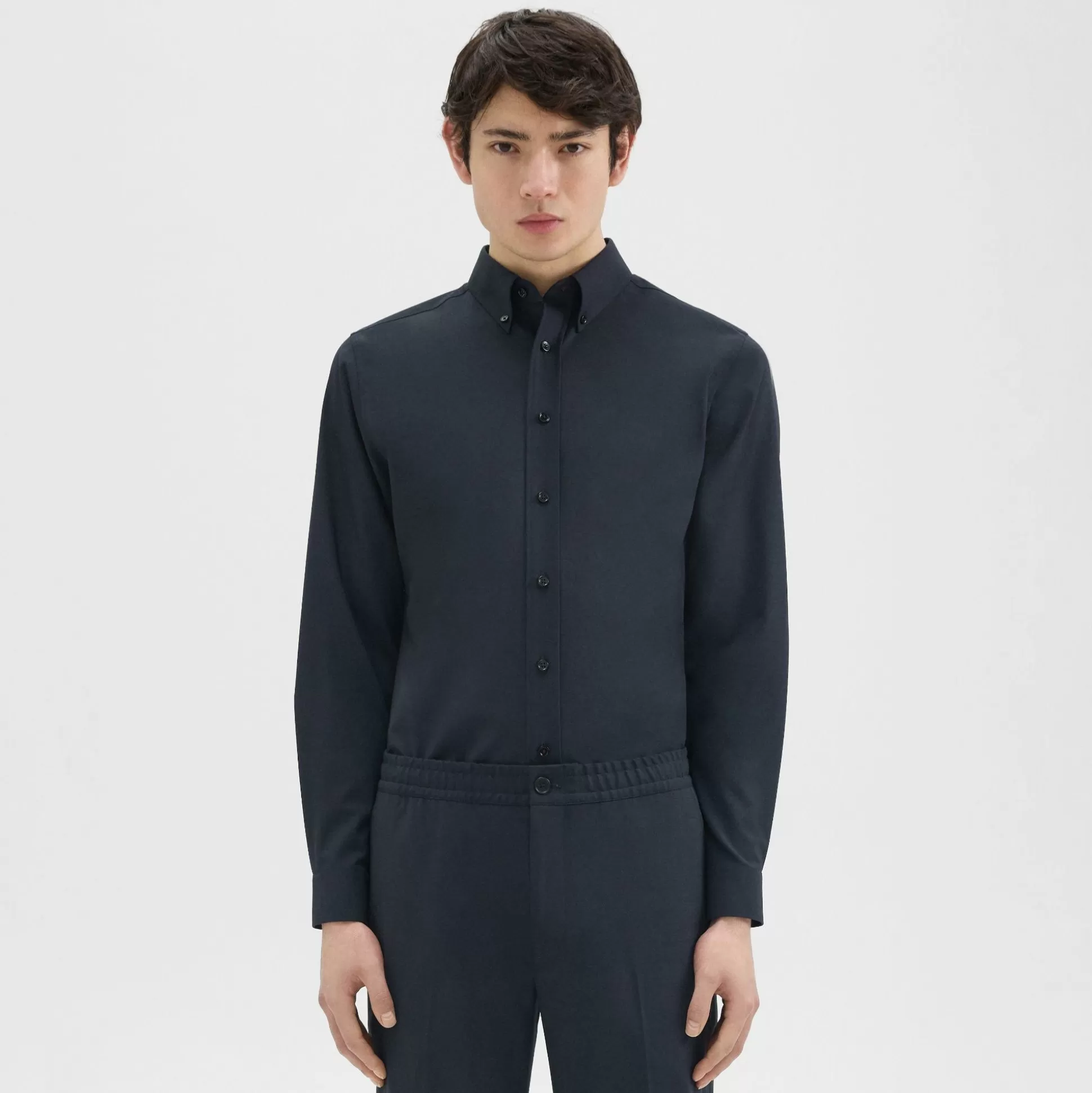 Theory Hugh Shirt In Stretch Wool-Men Shirts