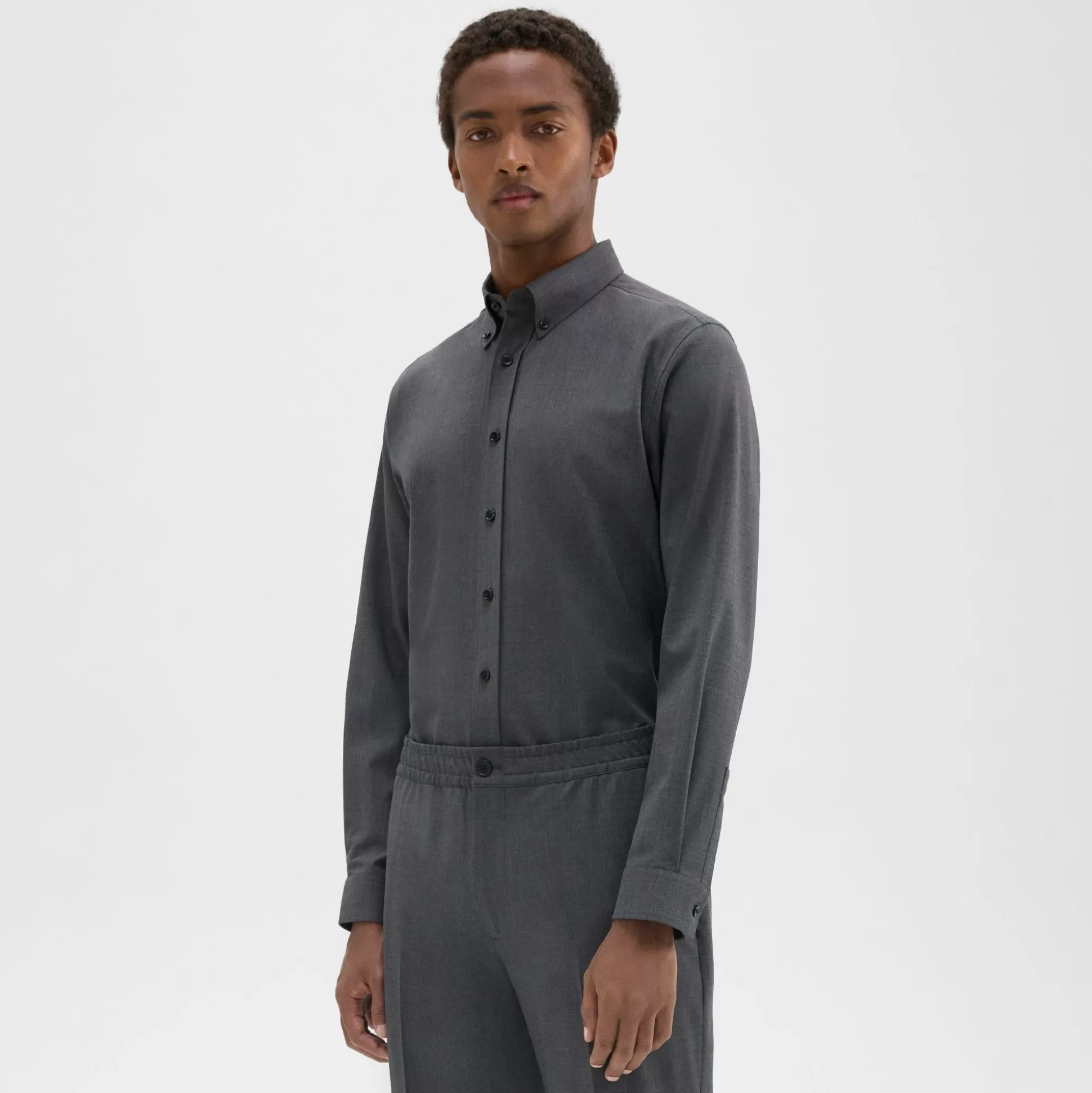 Theory Hugh Shirt In Stretch Wool-Men Shirts