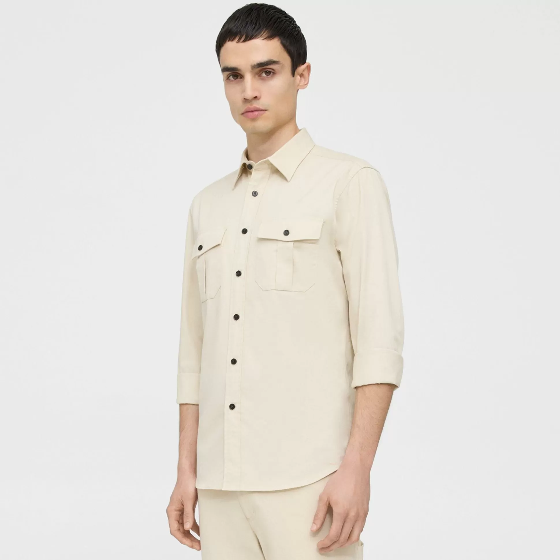 Theory Irving Military Shirt In Cotton-Blend Twill-Men Shirts