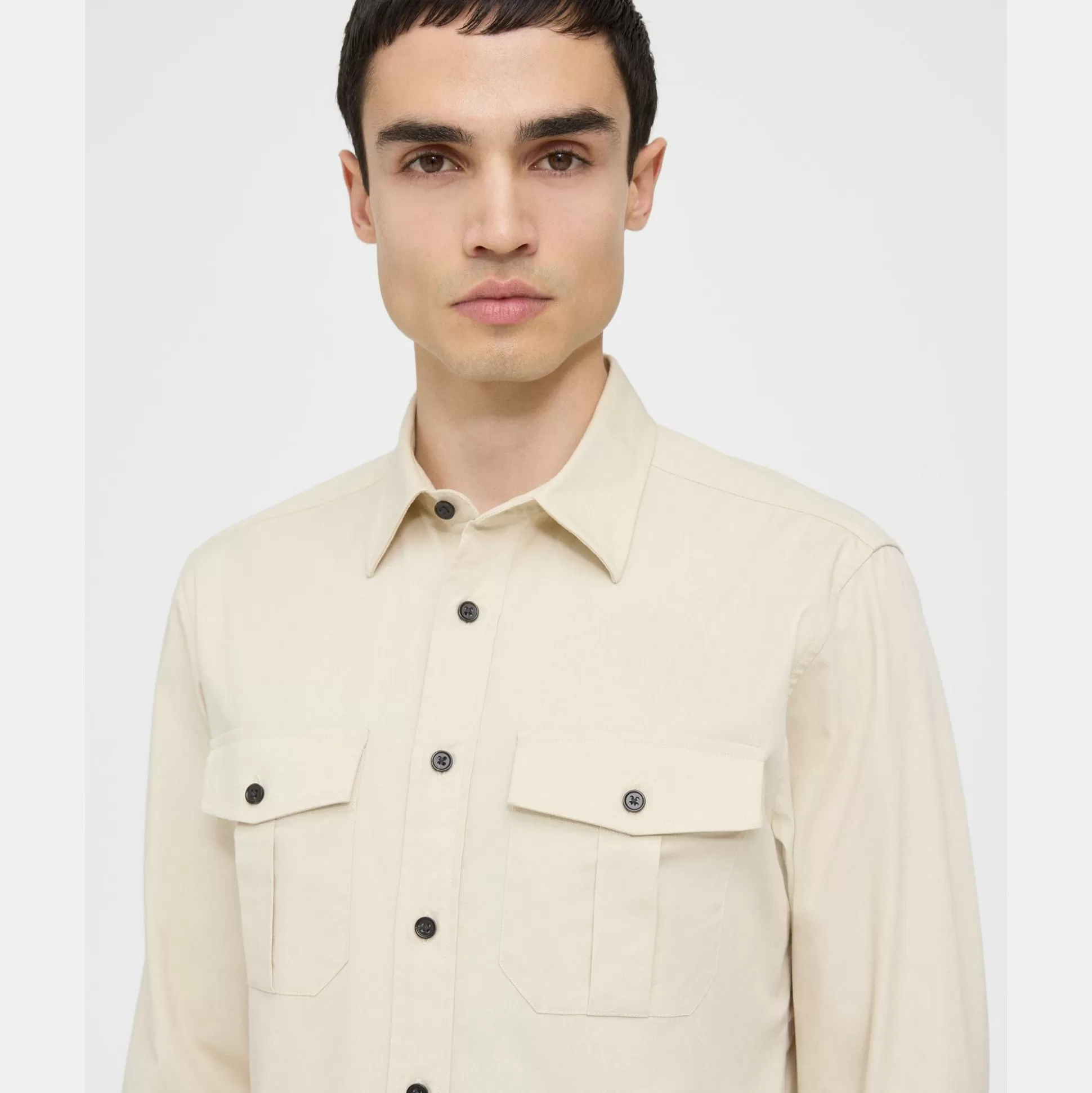 Theory Irving Military Shirt In Cotton-Blend Twill-Men Shirts