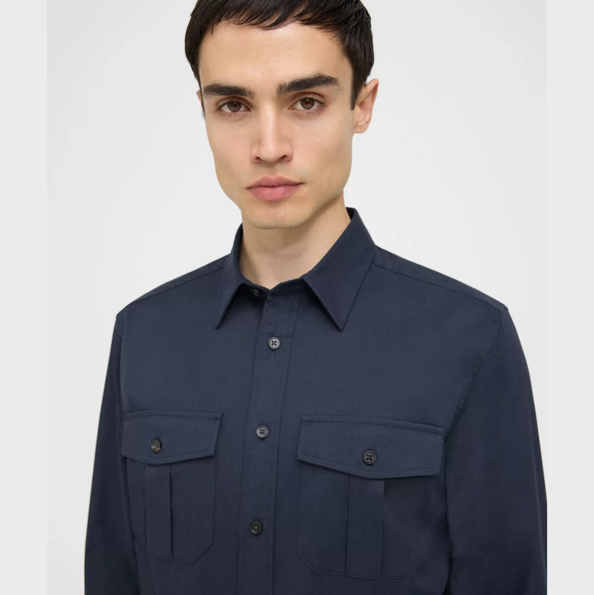 Theory Irving Military Shirt In Cotton-Blend Twill-Men Shirts