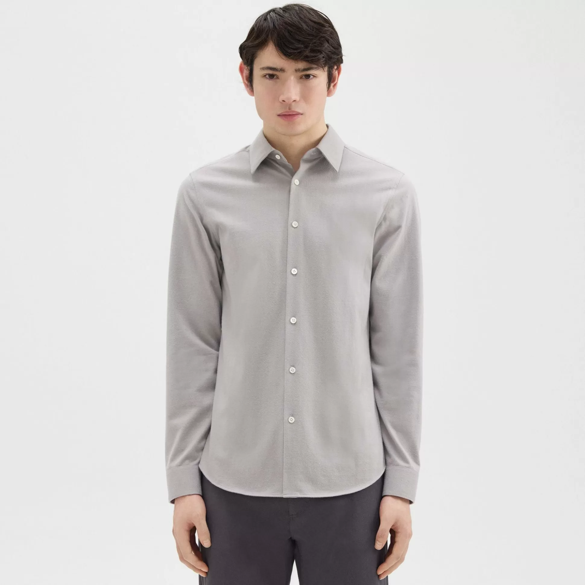 Theory Irving Shirt In Cotton Flannel-Men Shirts