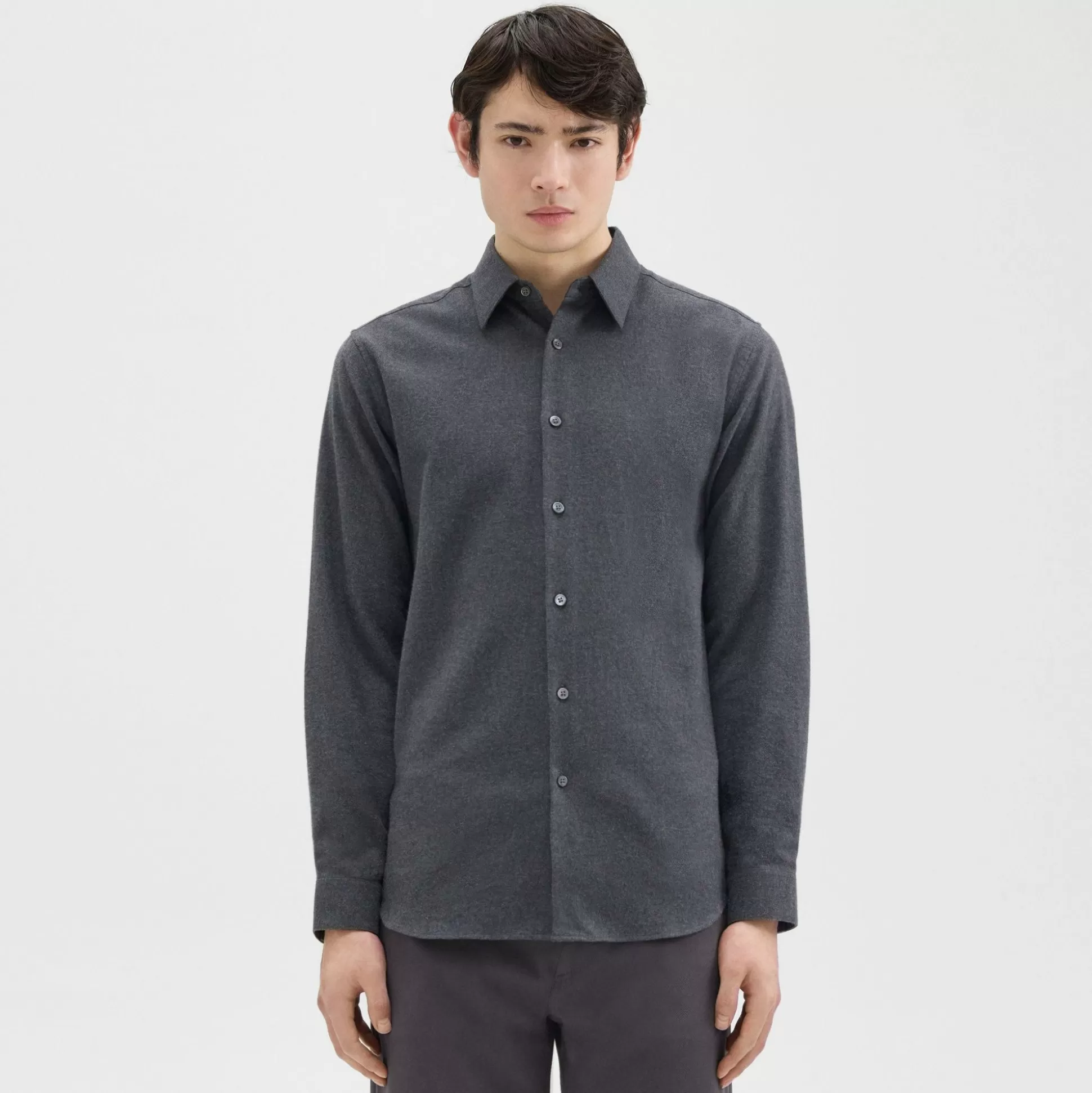 Theory Irving Shirt In Cotton Flannel-Men Shirts