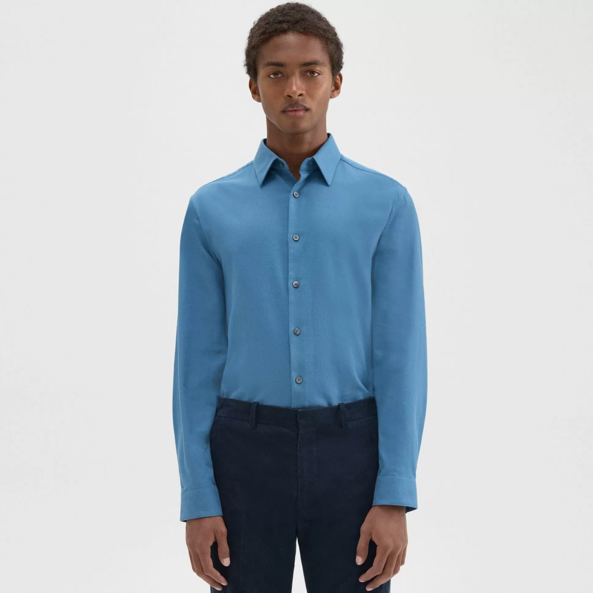 Theory Irving Shirt In Cotton Flannel-Men Shirts