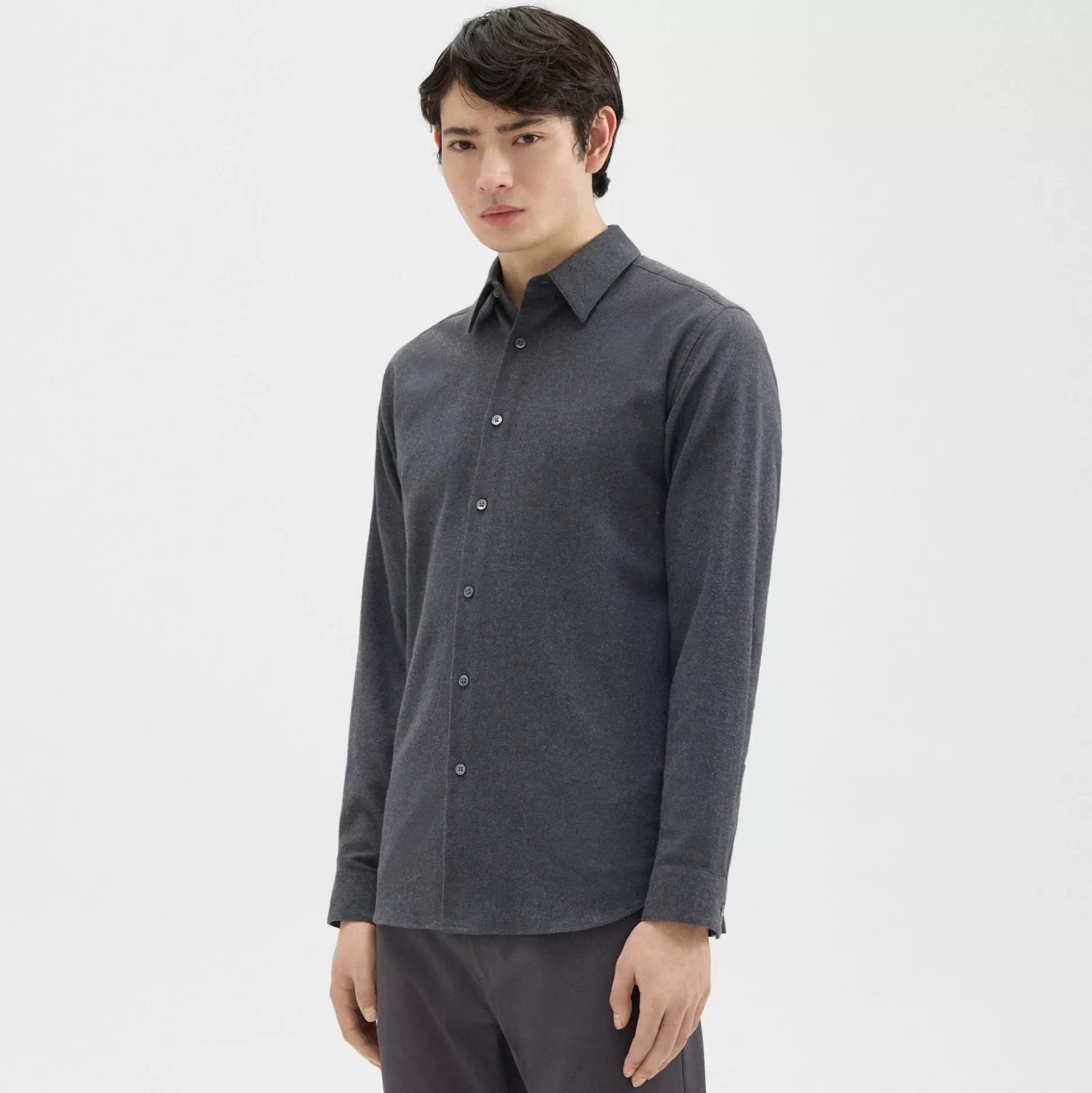 Theory Irving Shirt In Cotton Flannel-Men Shirts